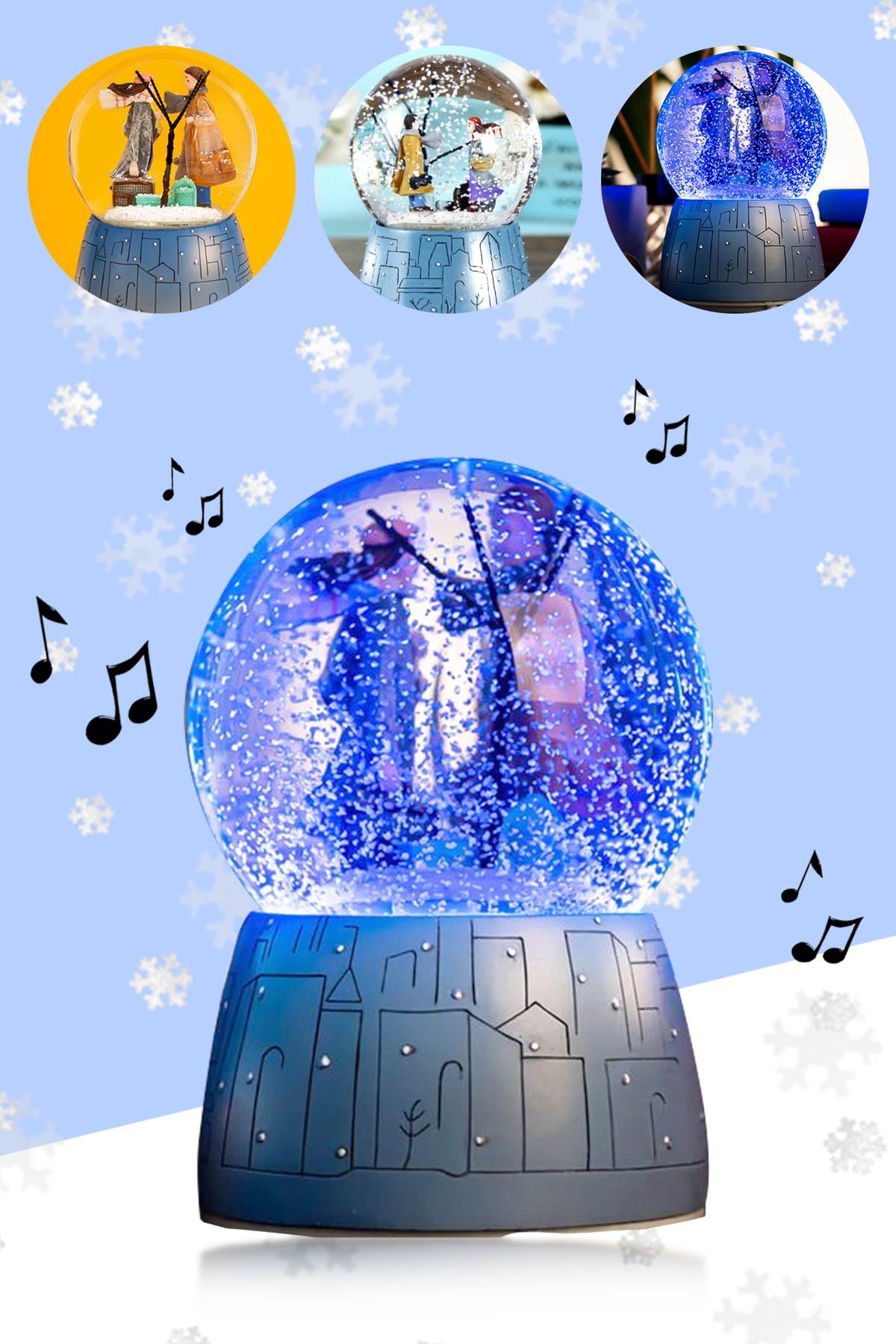 گوی برفی HAPPY LOVERS WINTER TALE SNOW GLOBE با نور و موسیقی A از ترکیه MUJGAN