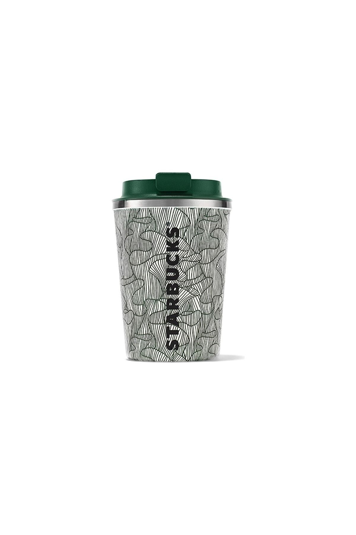 فلاسک قمقمه استیل سبز سفید طرح دار 355 میلی لیتری اورجینال Starbucks