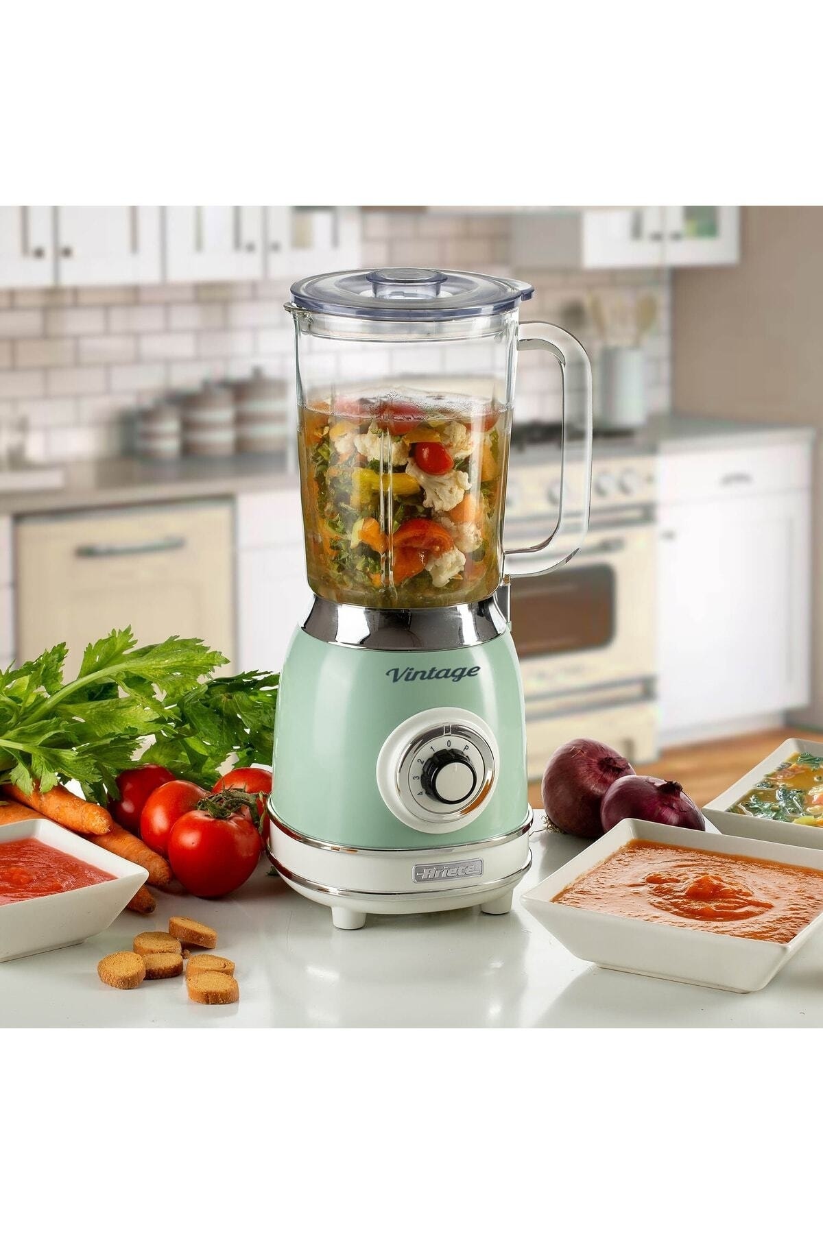 ست مخلوط کن شیشه ای وینتیج 1000 وات سبز اورجینال ARİETE