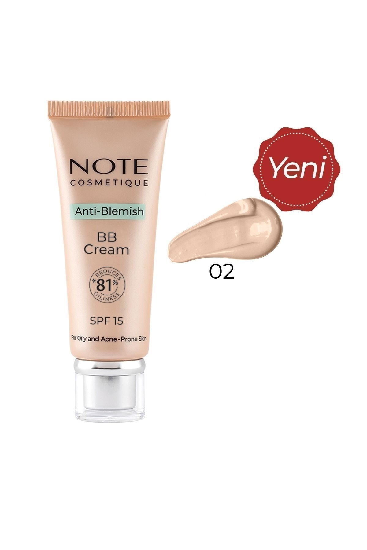 کرم بی بی ضد لک با SPF 15 مناسب پوست های مستعد آکنه رنگ 02 بژ نوت کازمتیکس Note Cosmetics