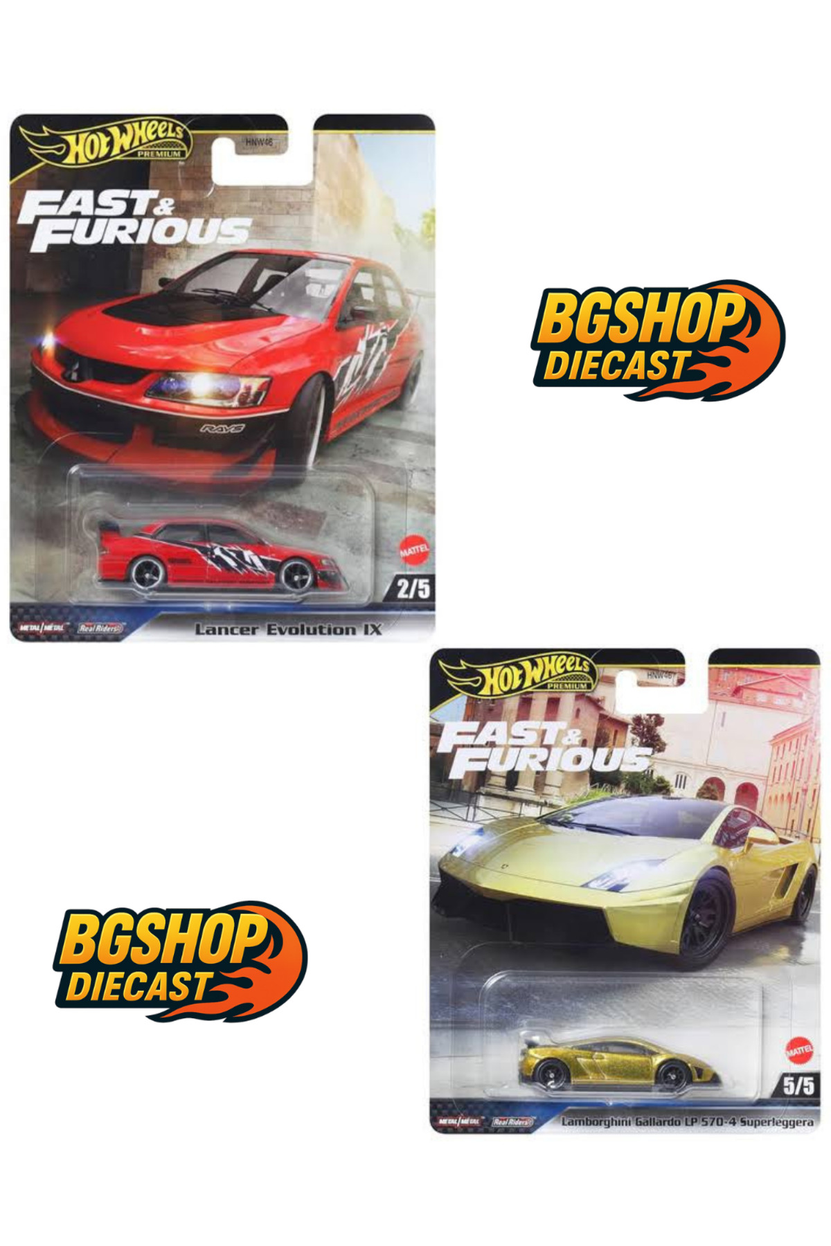 ماشین اسباب بازی FAST & FURIOUS LAMBORGHINI GALLARDO LP 570 4 SUPERLEGGERA MITSUBISHI LANCER EVOLUTION IX HOT WHEELS