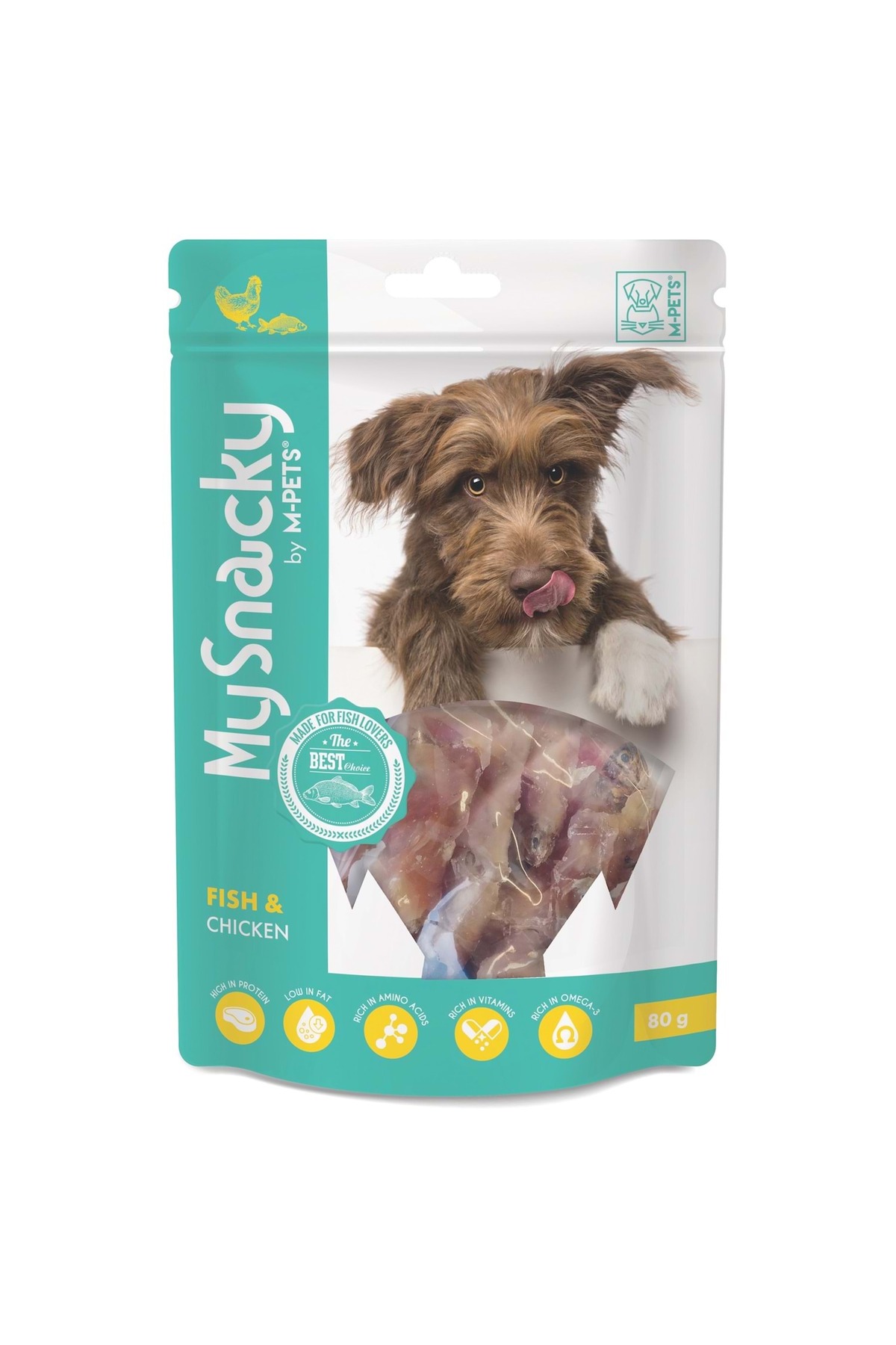 تشویقی سگ مرغ و ماهی My Snacky، ۸۰ گرم، ام‌پتس M-PETS