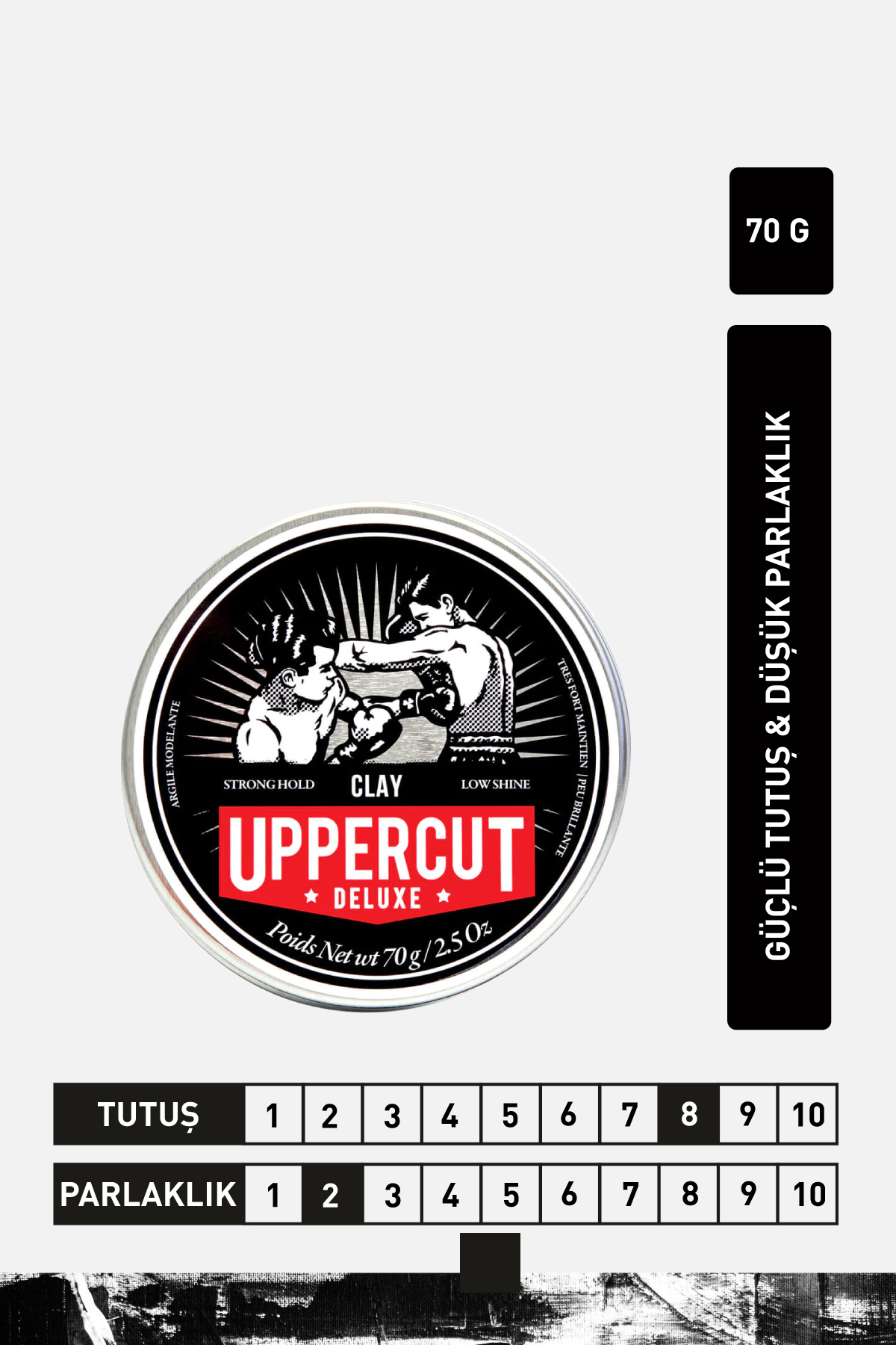 کرم و واکس حالت دهنده مو موم خاک رس 70 گرم نگهدارنده قوی پوماد کم براق Uppercut Deluxe