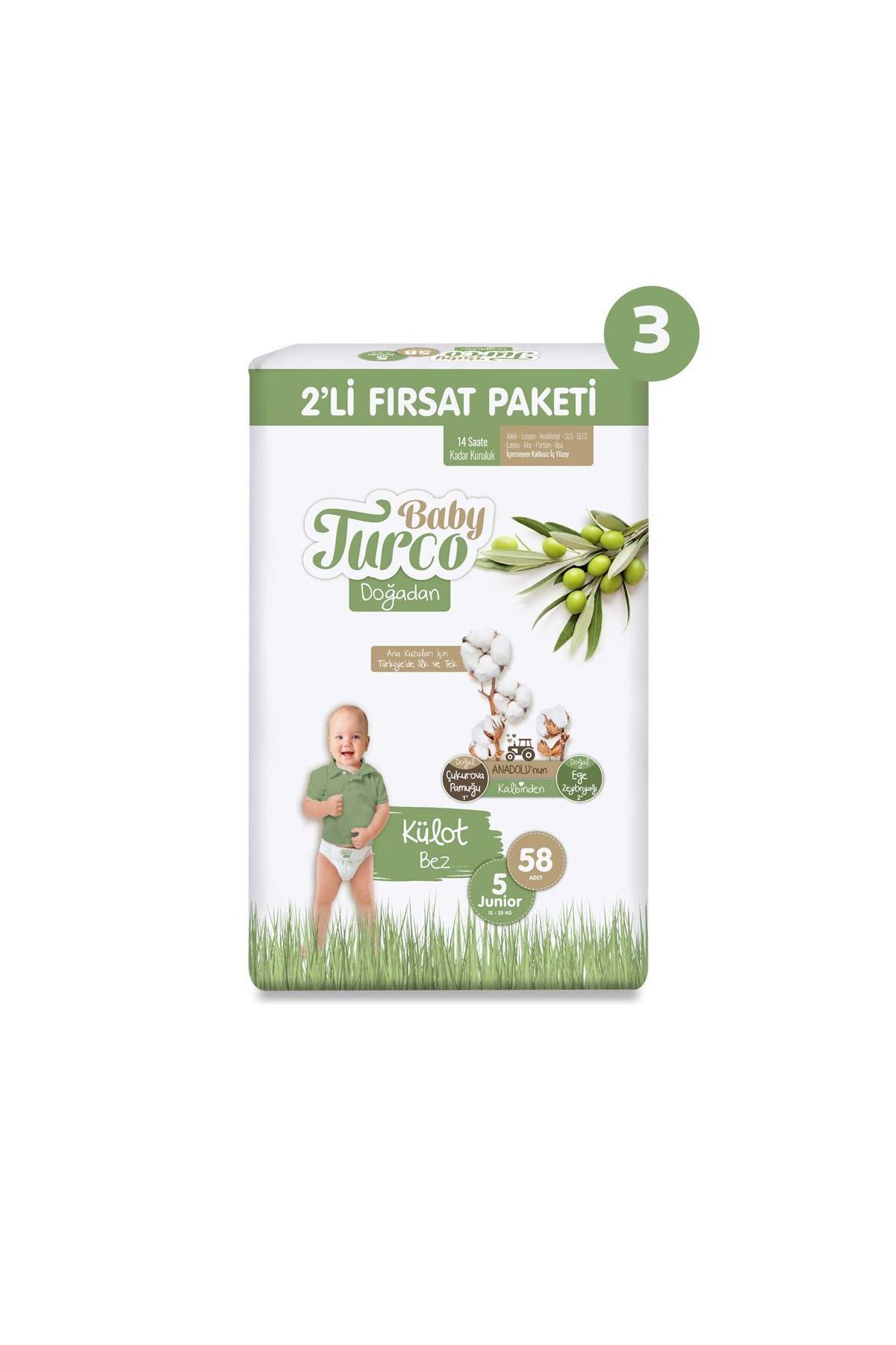 پوشک بچه دوغادان 2 تکه سوپر فرصت پک شورتی سایز 5 جونیور 174 عدد اورجینال Baby Turco