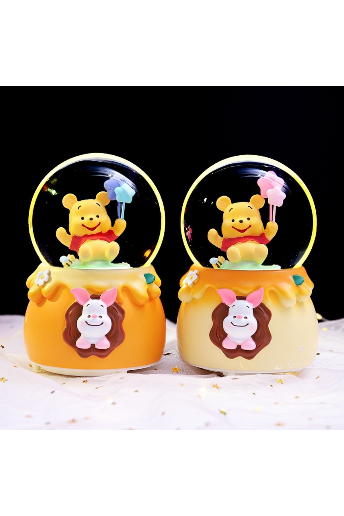 گوی برفی WINNIE THE BEAR سایز بزرگ SNOW GLOBE با نور موسیقی اسپری زرد 16X12 از ترکیه Livava