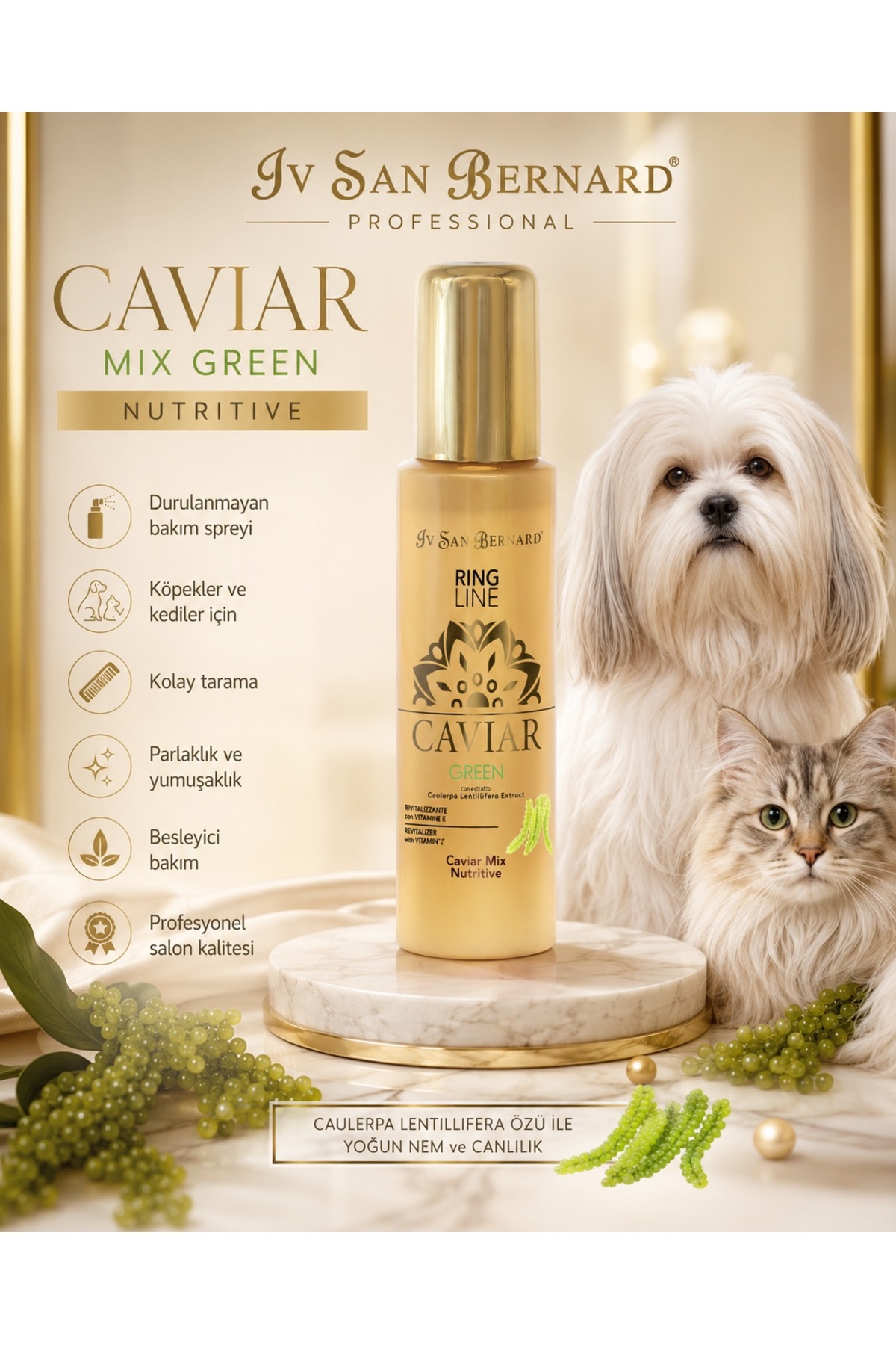 سرم تغذیه‌کننده پوشش حیوانات Green Caviar Mix-Nutritive، ۱۰۰ میلی‌لیتر، آی‌وی سن برنارد IV San Bernard