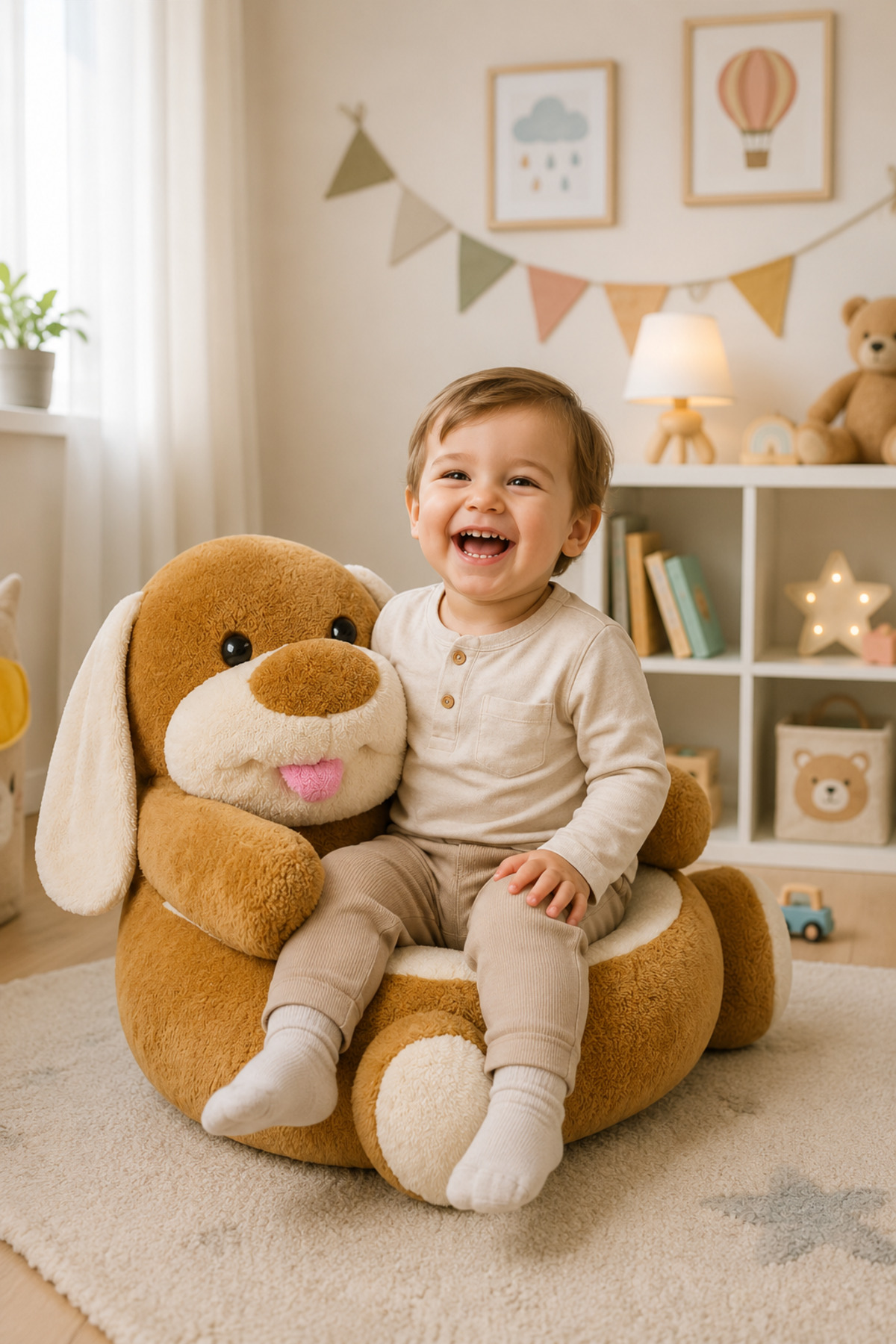 اسباب بازی های پشمی صندلی کودک مخمل دار سگ 100% محلی Pandamkee