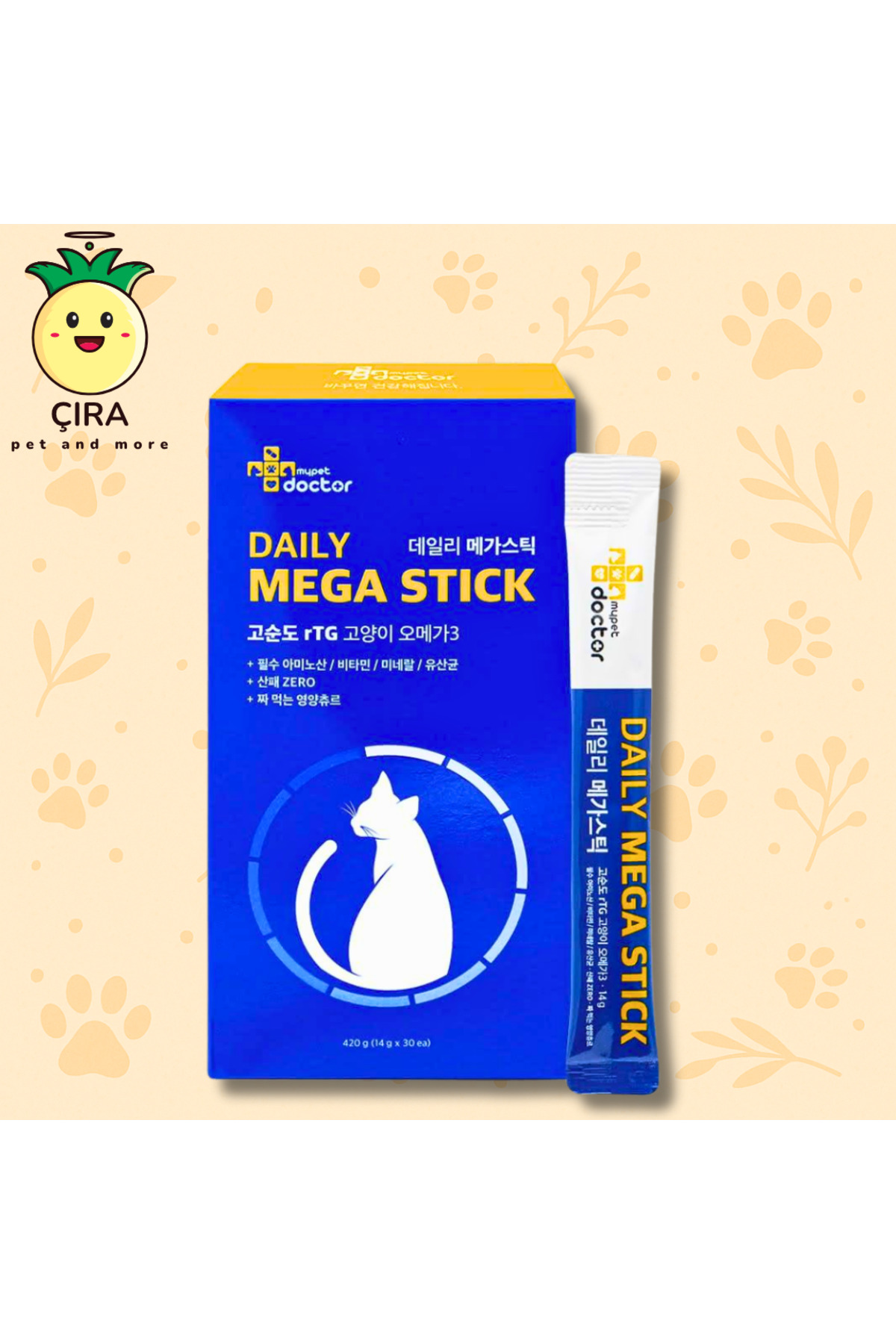 مکمل غذایی روزانه Mypet Doctor Daily Mega Stick، ۳۰ استیک ۱۴ گرمی همراه محلول مراقبتی VELTRIUM