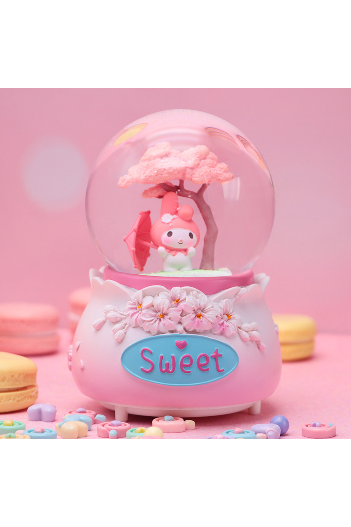 گوی برفی SNOW GLOBE سایز متوسط ​​KUROMI با چراغ موسیقی صورتی 12X8 از ترکیه Livava