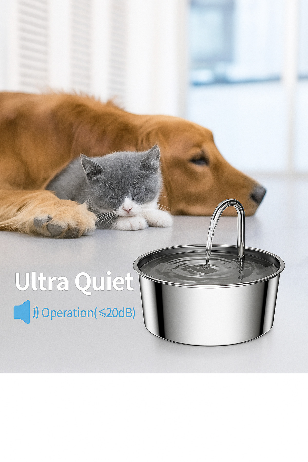 آبخوری خودکار حیوانات اوومو Oumo، ۳ لیتری، استیل ضدزنگ و دارای فیلتر داخلی