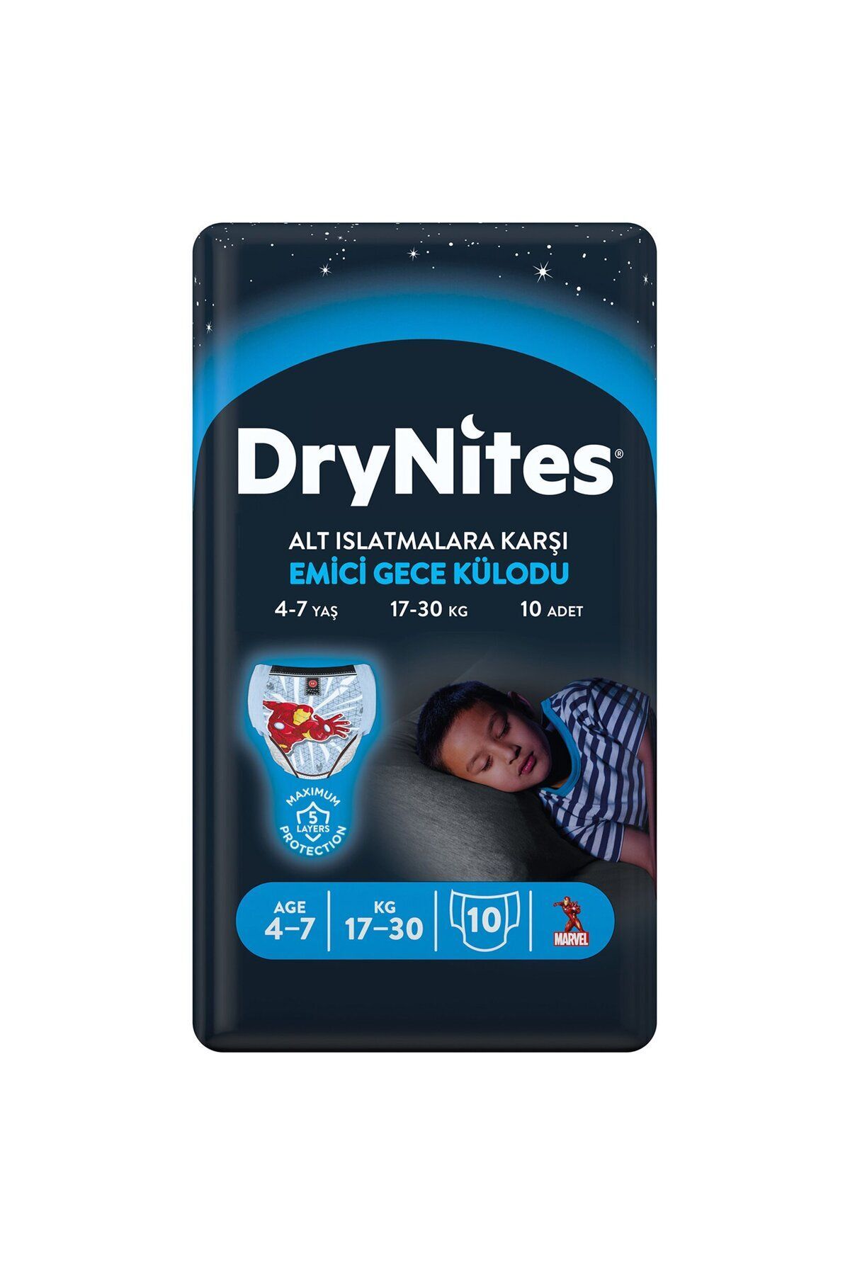 پوشک بچه شبانه جاذب DRYNITES برای مردانه 4 7 سال 1 بسته 10 تایی اورجینال Huggies