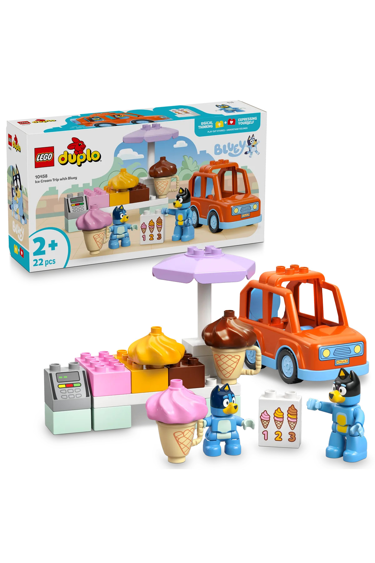 لگو و اسباب بازی های ساخت محور DUPLO BLUEY: ICE CREAM CRUISE WITH BLUEY 10458 شامل وسیله نقلیه برای کودکان 2 سال به بالا اورجینال LEGO