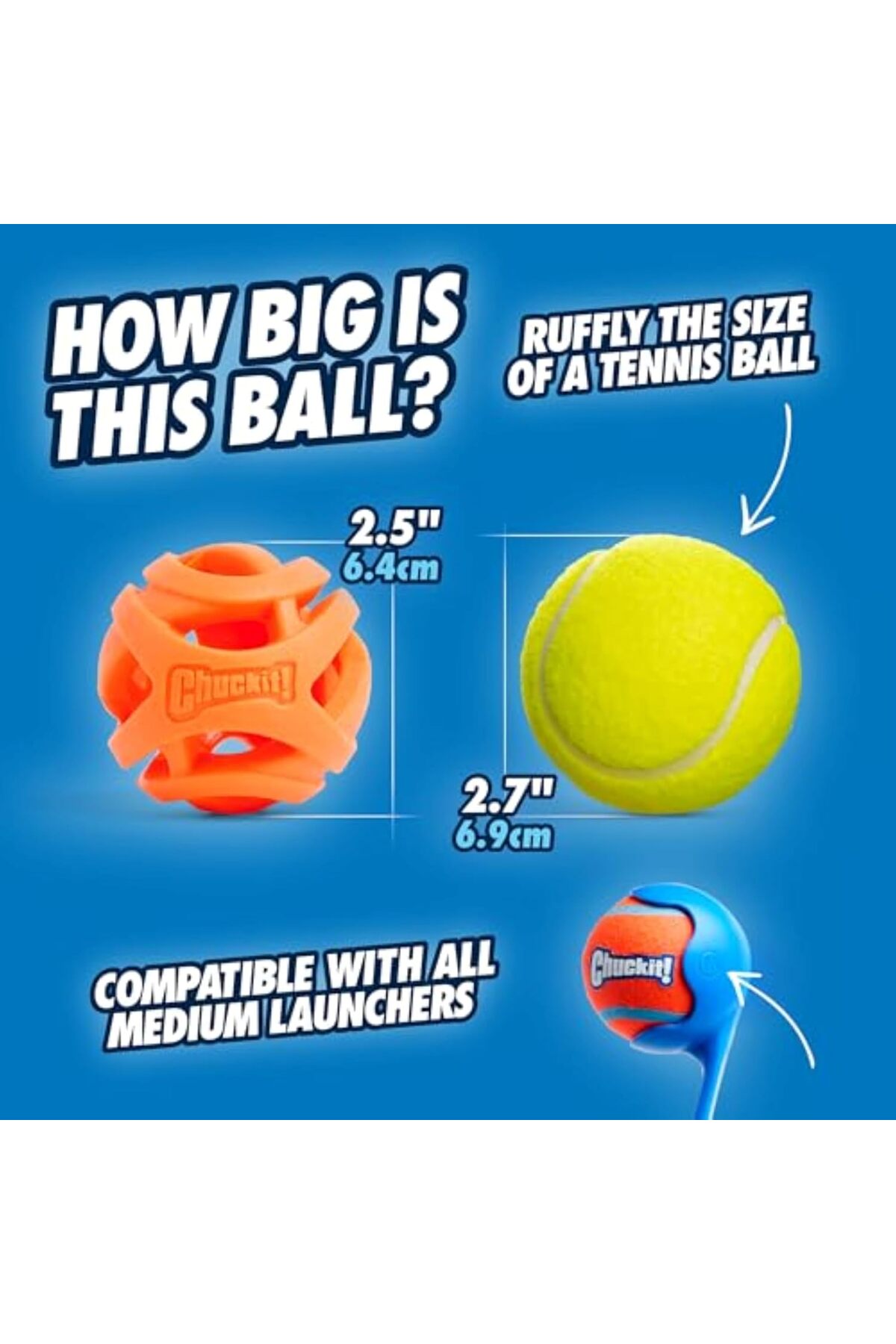 توپ بازی سگ چاکیت Chuckit! (!) Air Fetch Ball، متوسط، قطر ۶٫۴ سانتی‌متر، بسته ۲ عددی چندرنگ