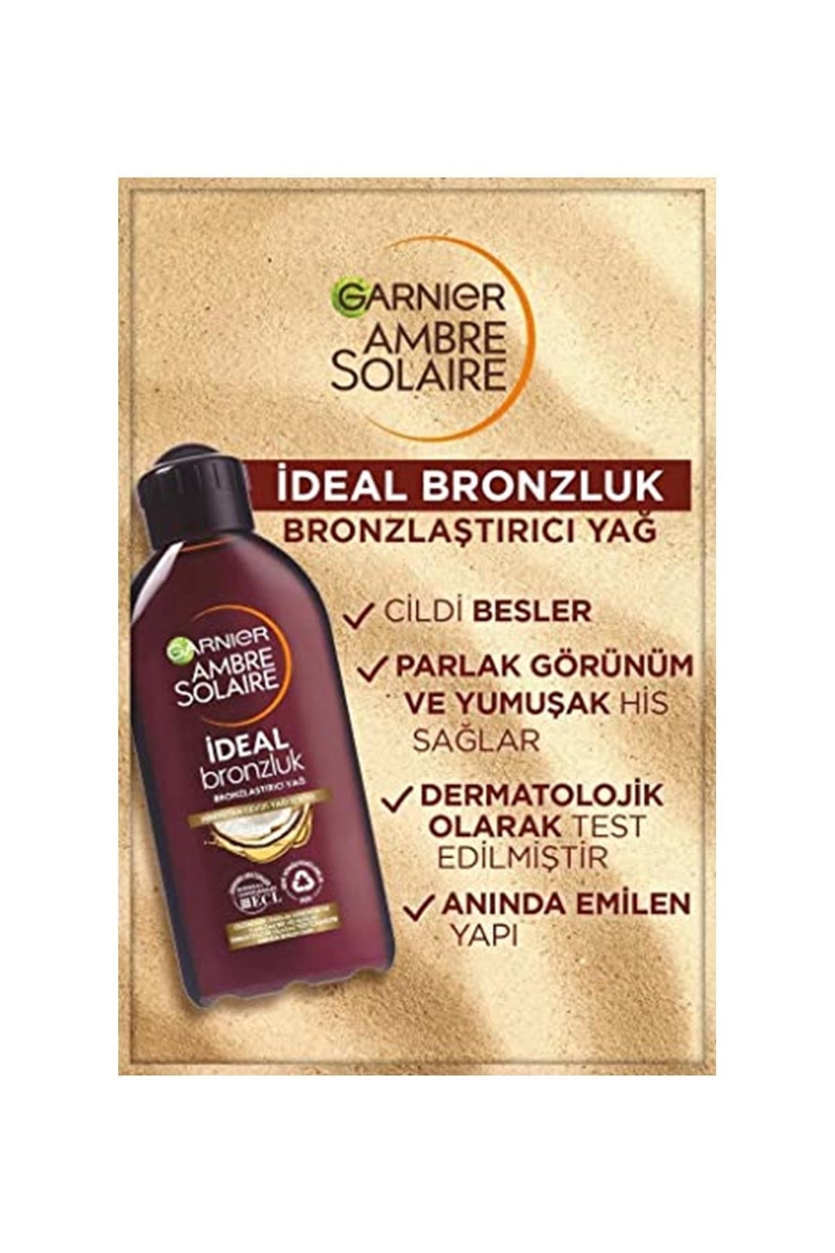 برنزه کننده AMBRE SOLAIRE IDEAL TANNING OIL 200 میل بسته 1 X Garnier