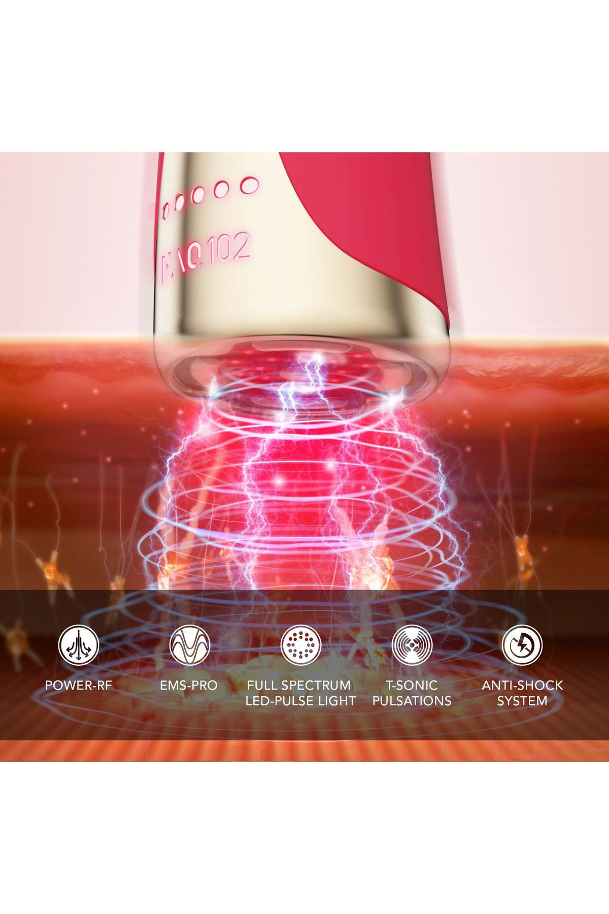 ماساژور صورت پرسش‌های متداول™ 102 دستگاه ضد پیری پیشرفته بالینی PINK RUBY اورجینال Foreo