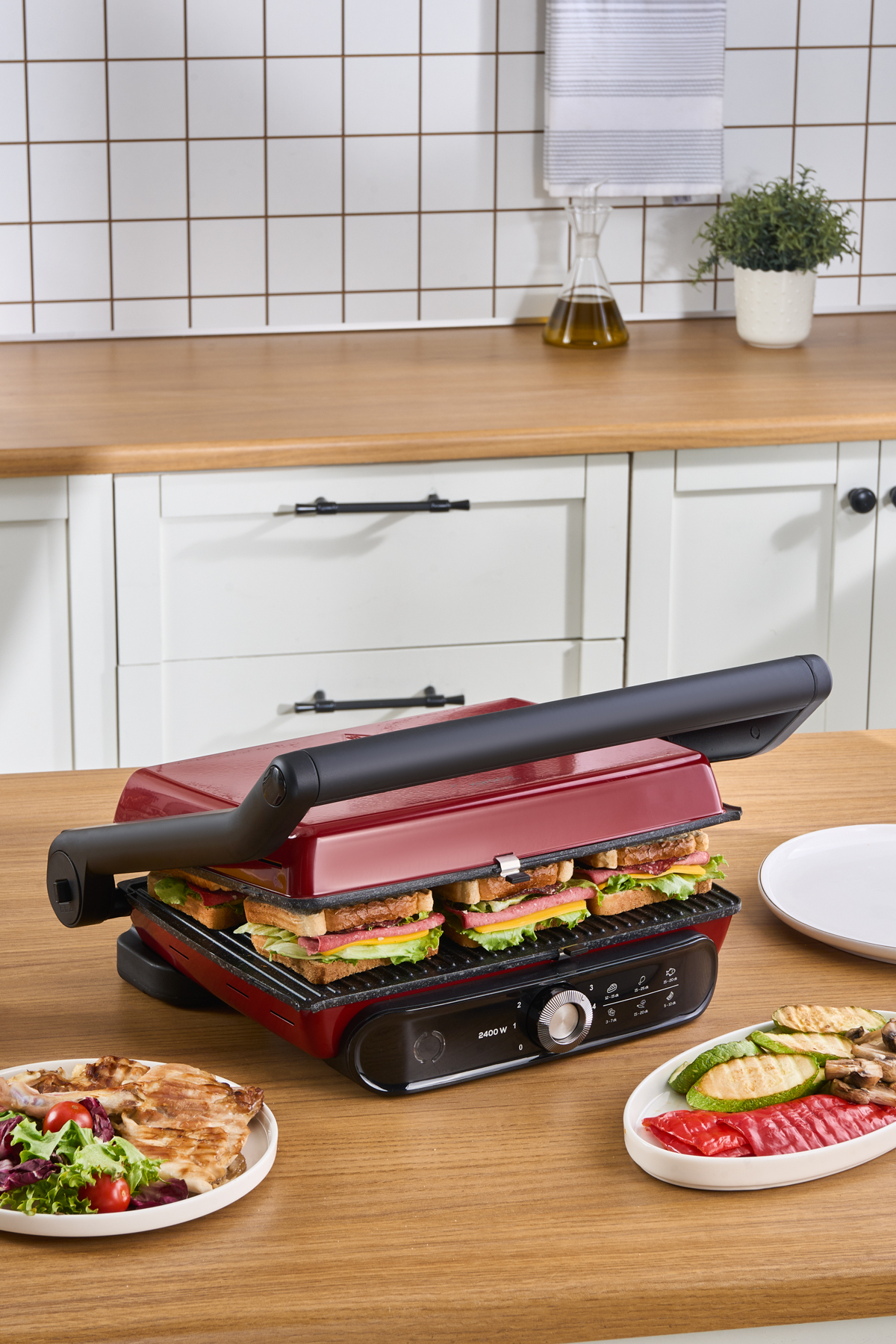 دستگاه ساندویچ و تست گریل توستر قرمز GASTRO GRILL PRO 2400W اورجینال Karaca