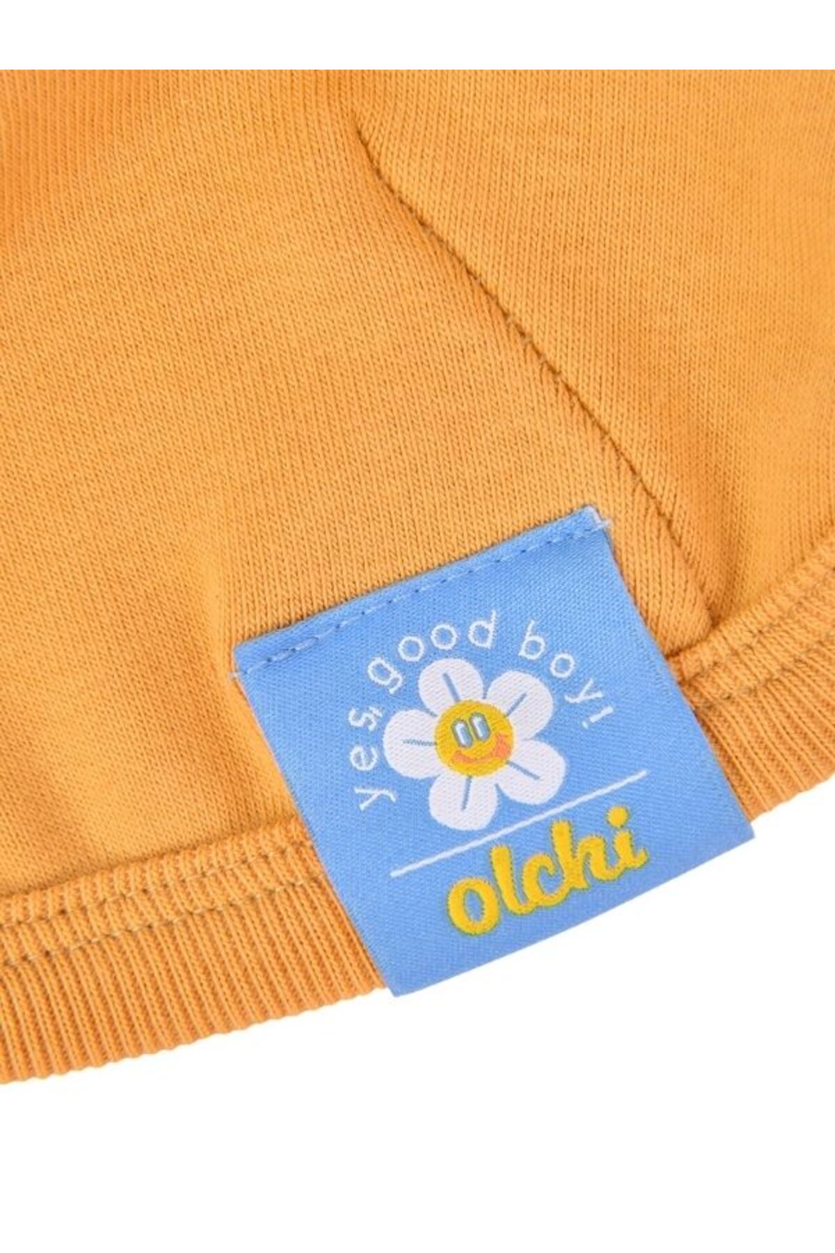 لباس سگ زرد با طرح بلوکی دو رنگ اولچی Olchi، مدل OAUD-TS6193