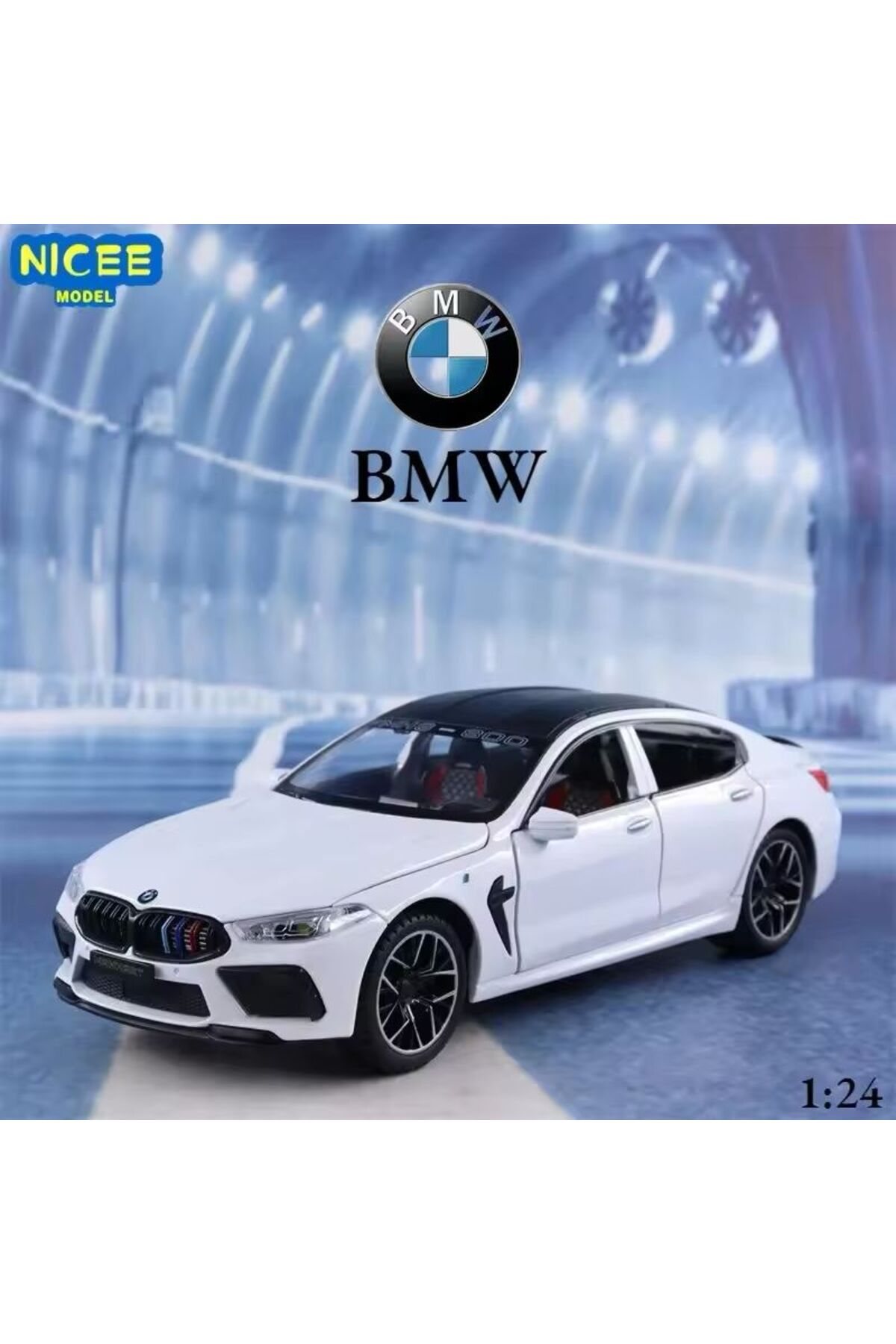 مدل خودرو BMW M8 DIECAST METAL 1.24 SCALE CAR DOOR TRUNK HOOD OPENS سفید CARS ورزشی اورجینال scntoys