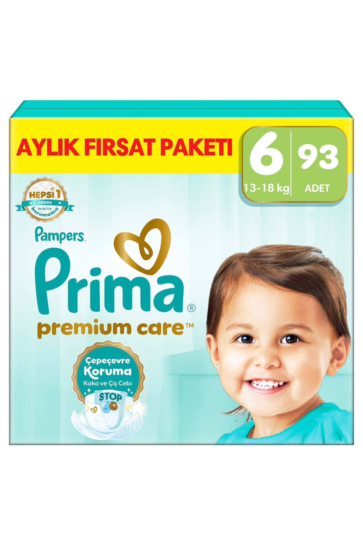 پوشک بچه بسته فرصت ماهانه با سایز 6 93 عدد اورجینال Prima