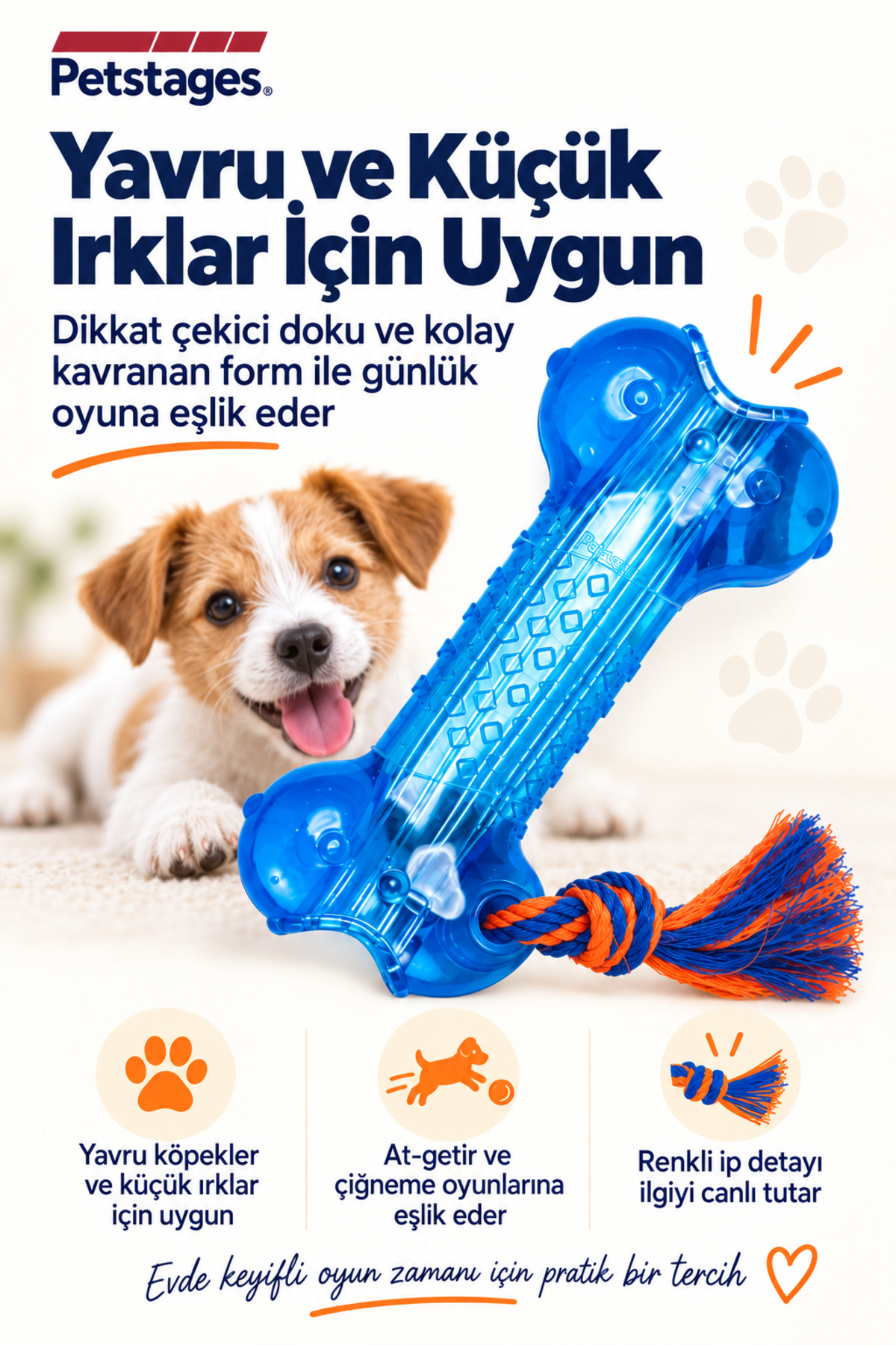 اسباب‌بازی جویدنی استخوانی سگ پت‌استیجز PetStages Orka Bone مدل PG1469 آبی