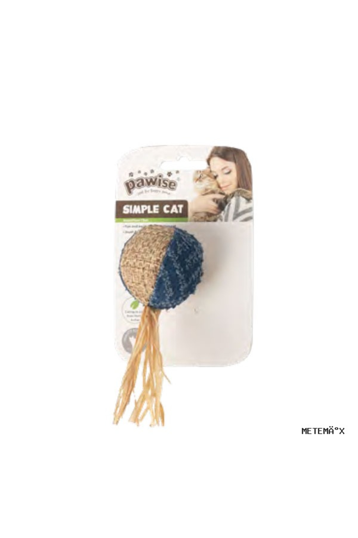 توپ حصیری اسباب‌بازی گربه پاویس Pawise، سری Simple Cat، مدل 224650، چندرنگ