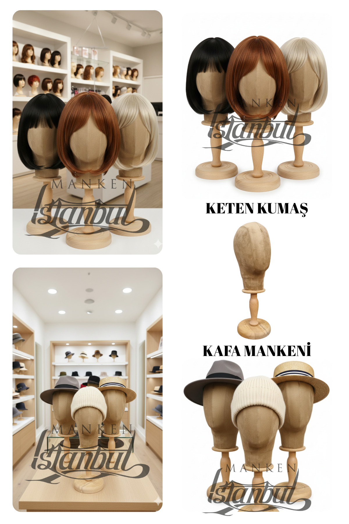 فیگور مانکن سر کلاه گیس حرفه ای – مناسب برای استفاده در آرایشگاه و ویترین Manken İstanbul