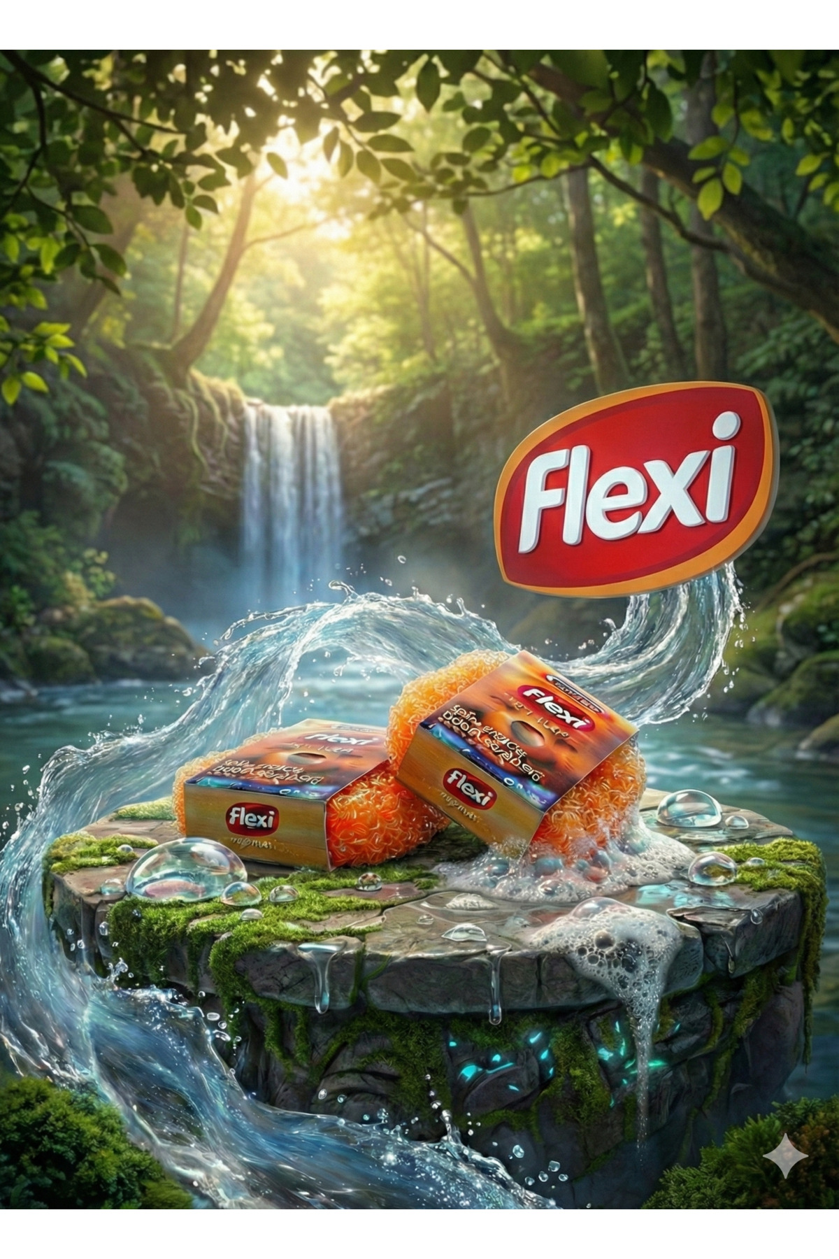 اسفنج سابنده خرس کوچولوی هوشمند فلکسی Flexi، بسته ۲ عددی، نارنجی