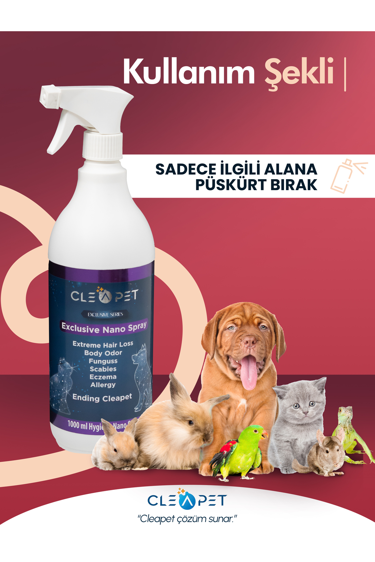 اسپری مراقبت پوستی نانو کلیپت Cleapet برای گربه و سگ، ۱ لیتر