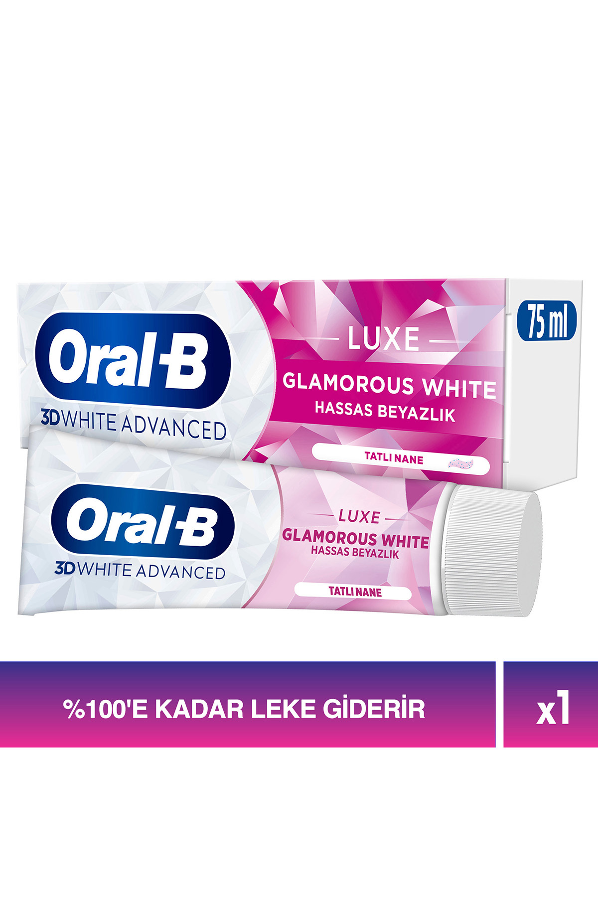 خمیر دندان سفیدکننده اورال-بی 3D White Luxe Glamorous White - 75 میلی‌لیتر