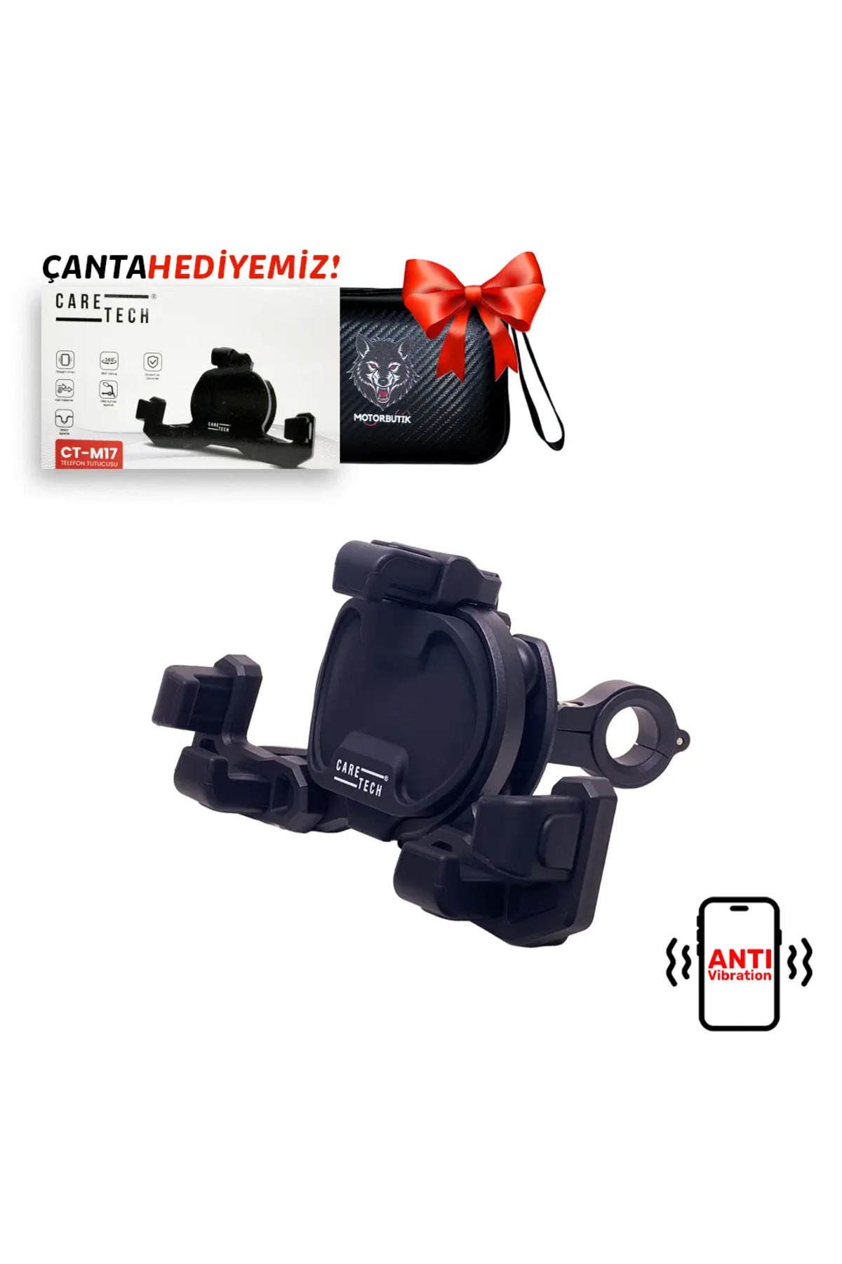 نگهدارنده تلفن همراه موتورسیکلت کرتک CARETECH CT-M17، ضدآب و یونیورسال