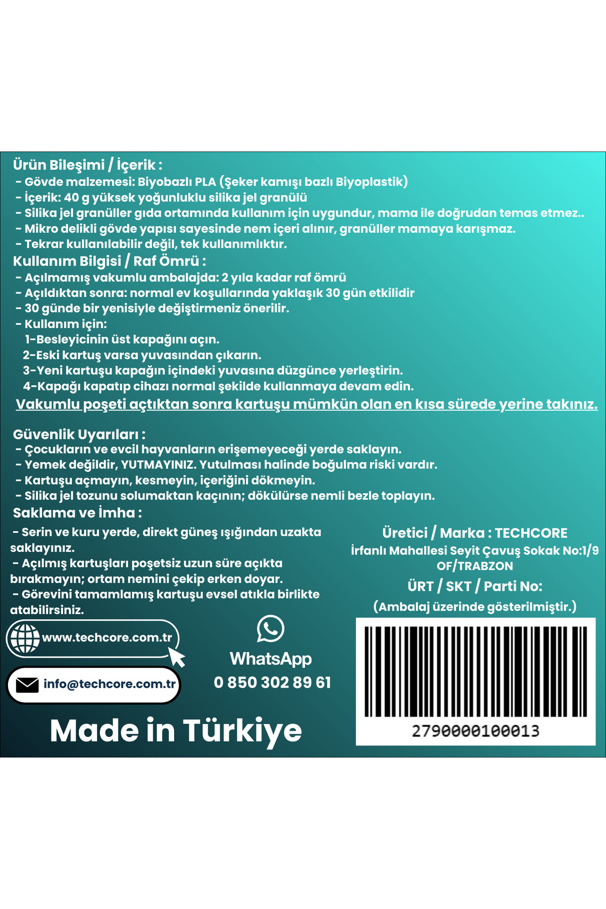 کارتریج رطوبت‌گیر ۶ عددی سازگار با Smart Pet Food Feeder 2، تک‌کور TechCore