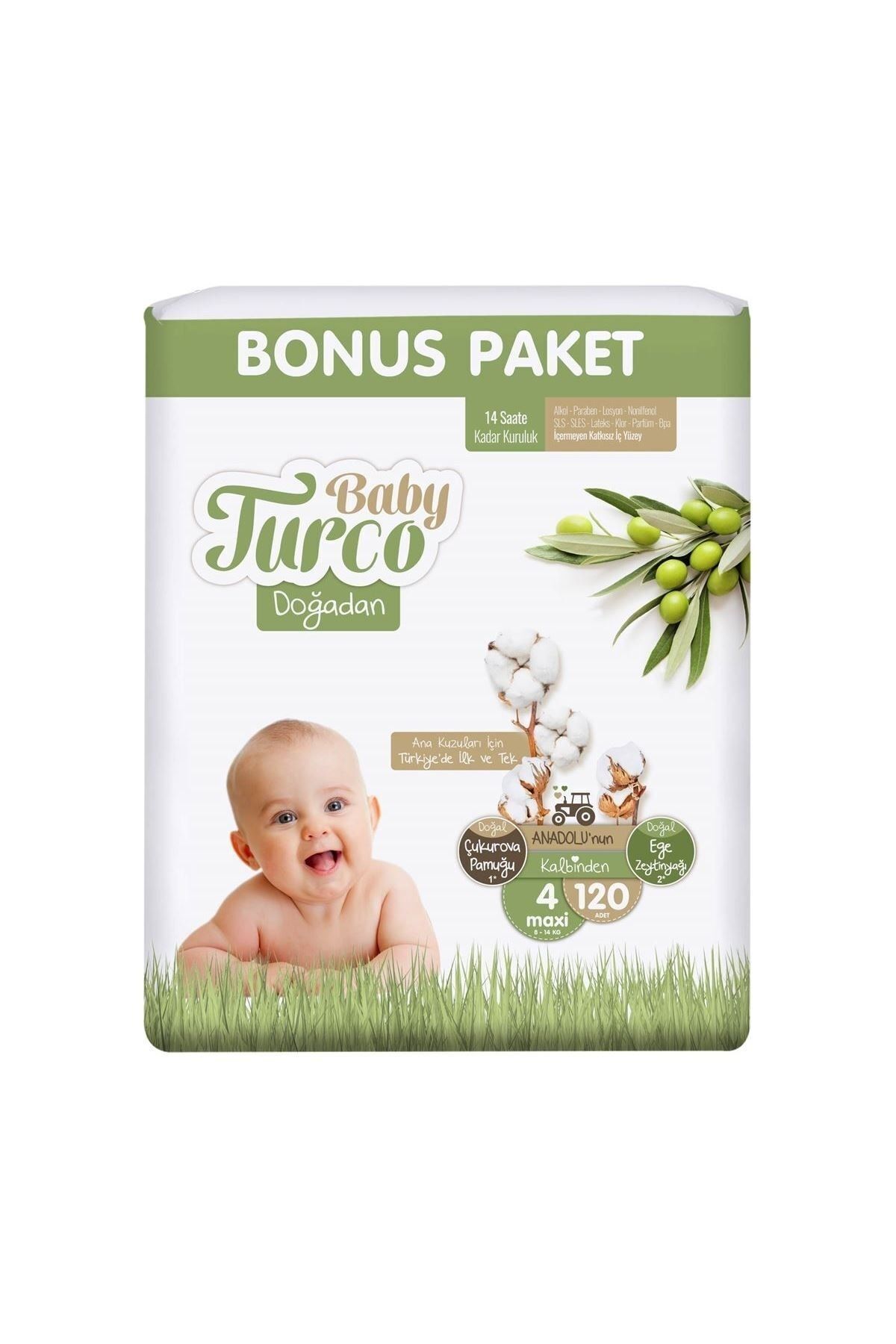 پوشک بچه دوغادان سایز 4 ماکسی 120 تیکه اورجینال Baby Turco