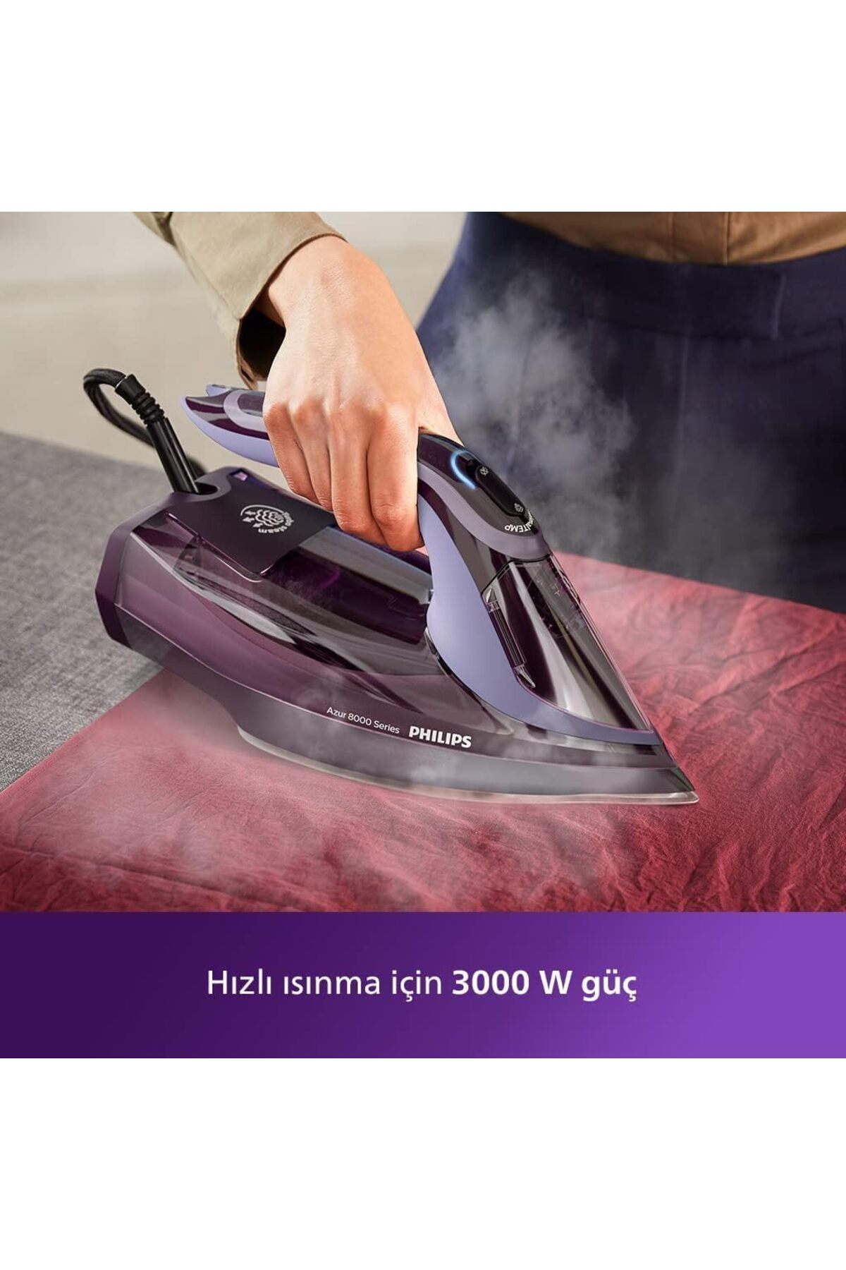 اتو بخار آژور سری TECHX 8000 3000 وات شوک 240 گرمی گارانتی سوختگی صفر گرمایش سریع جدید اورجینال Philips