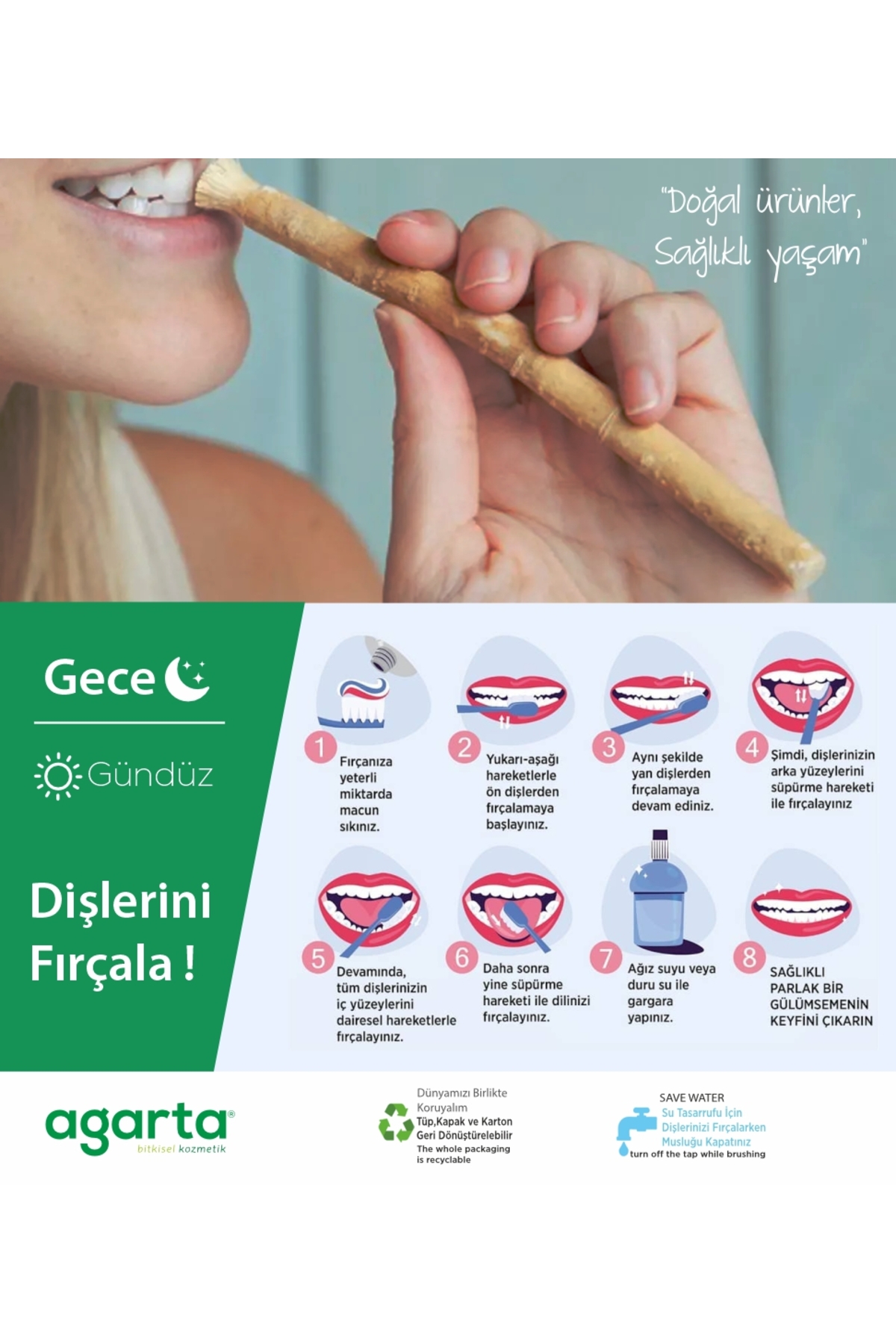 Agarta خمیر دندان طبیعی با عصاره مسواک بدون هرزه 100 میلی لیتر / 130 گرم