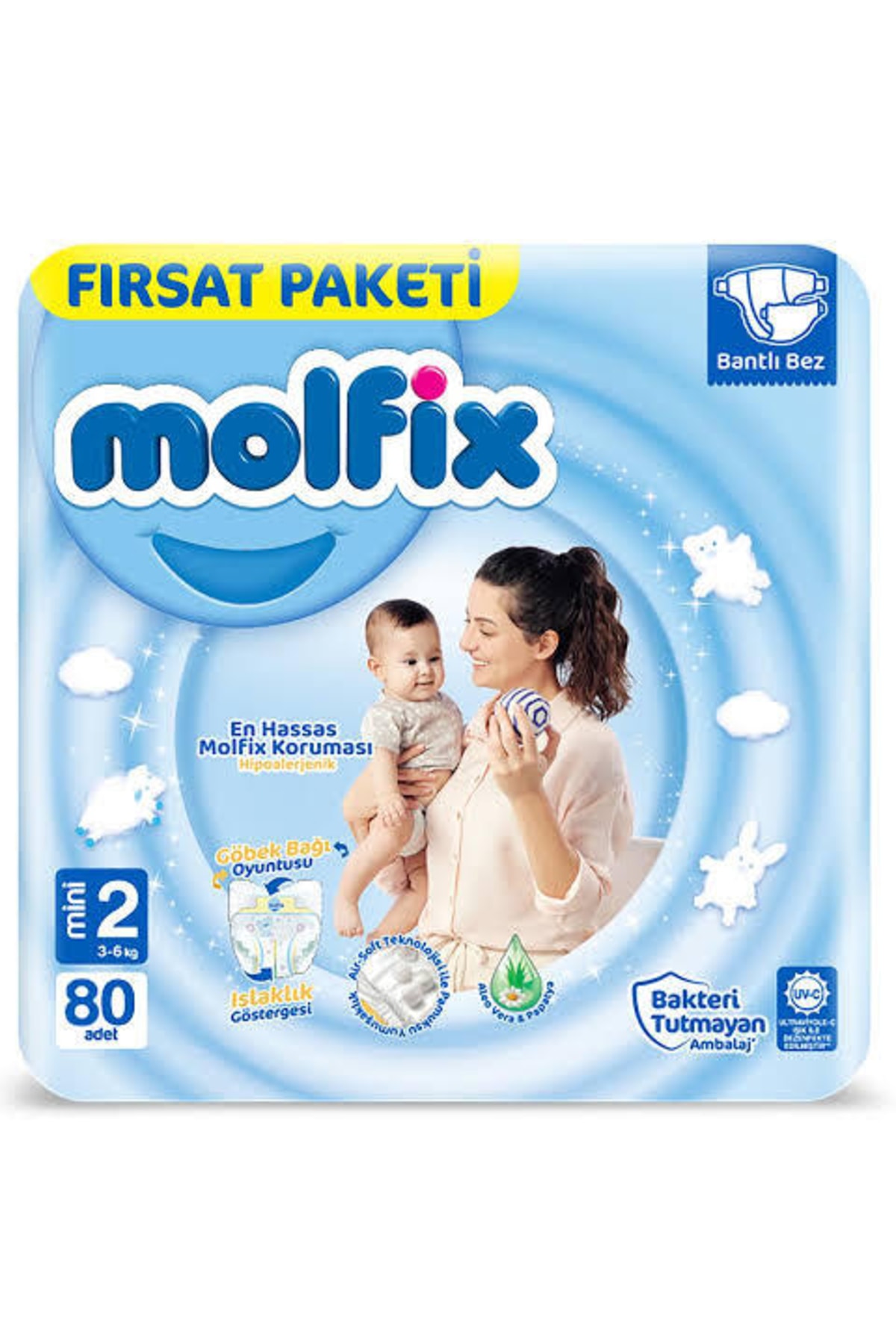 پوشک بچه پکیج فرصت شماره 2 80 عدد اورجینال Molfix