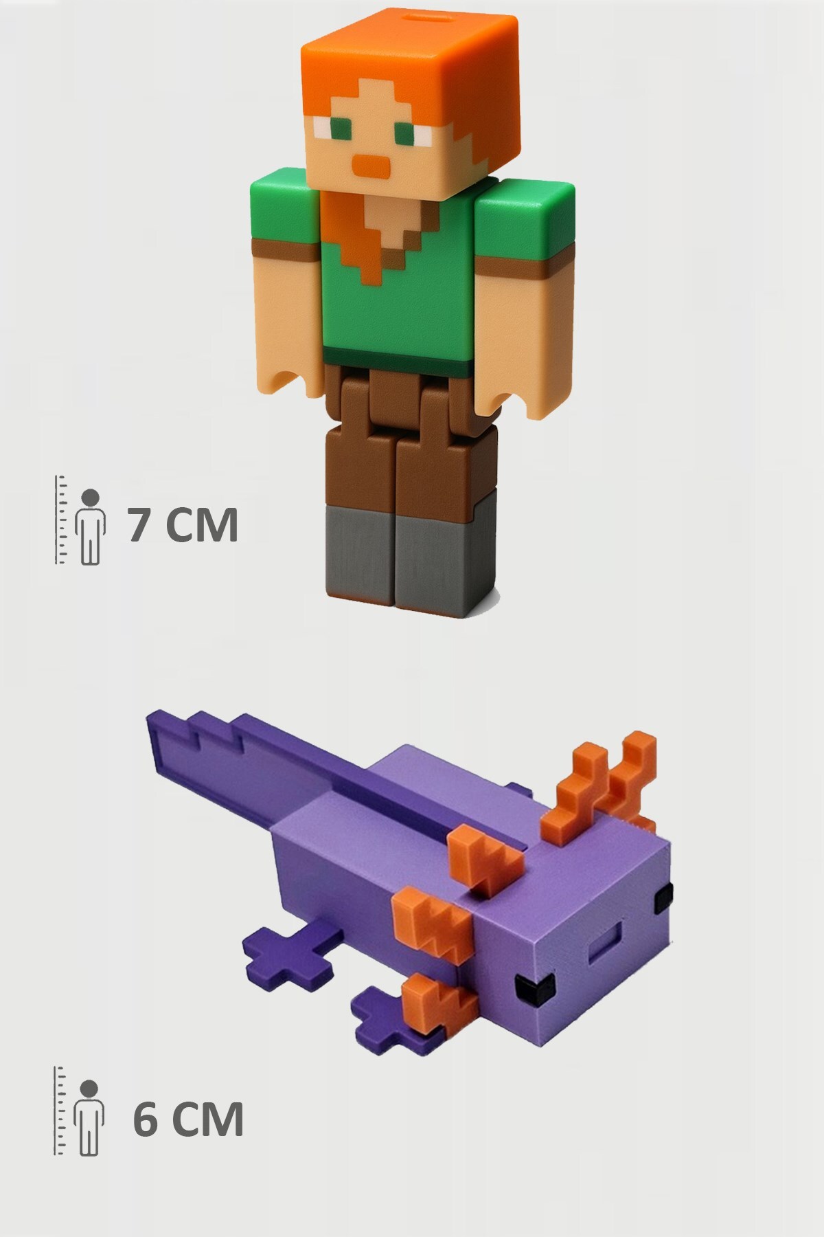اسباب بازی های فیگور دیگر مشترک متحرک MINECRAFT ALEX و PURPLE AXOLOTL FigürDizayn