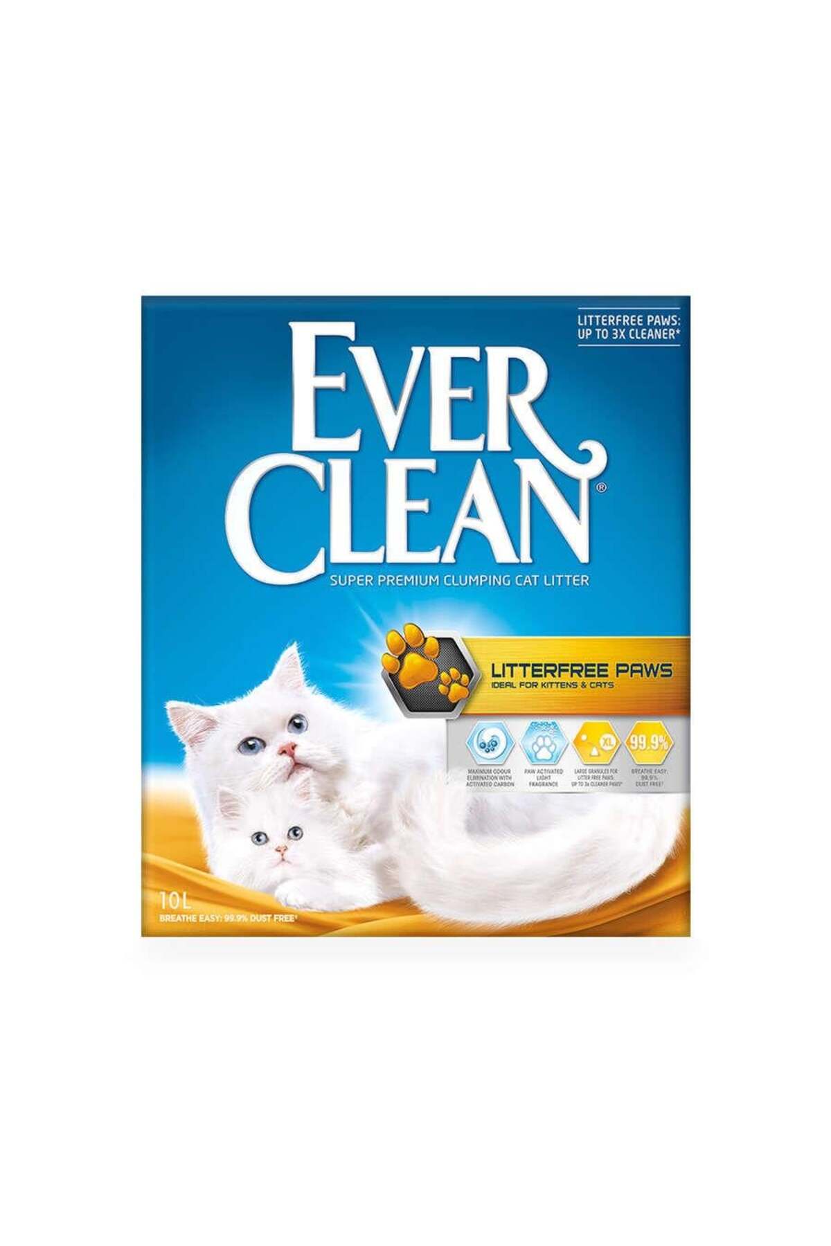 خاک گربه کلامپینگ ۱۰ لیتری اور کلین Ever Clean، سری Litterfree Paws، دانه‌درشت و نچسب به پنجه