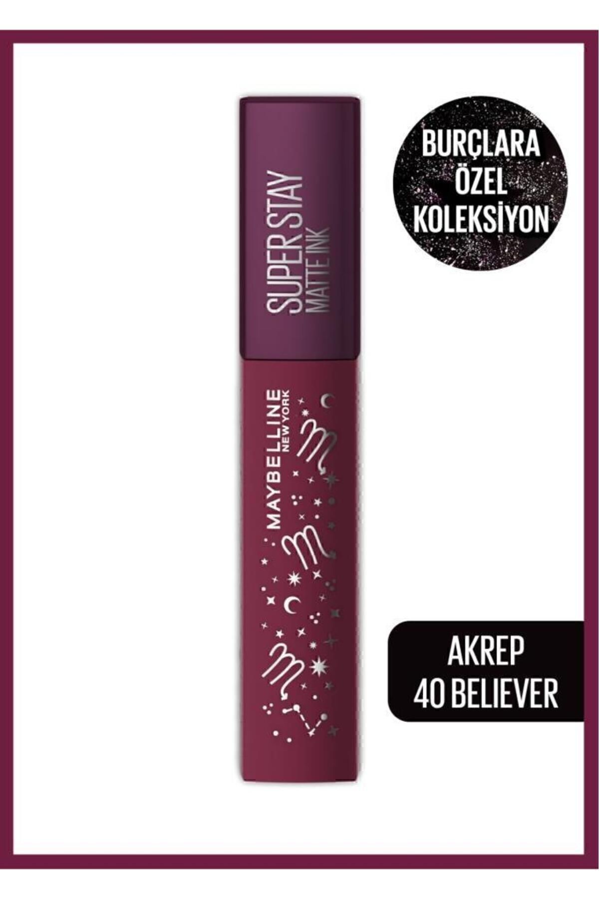 Maybelline New York مایع مات رژ لب زود خشک مخصوص ستاره شناسی با ثبات بالا (عقربه) رنگ بلیور 40