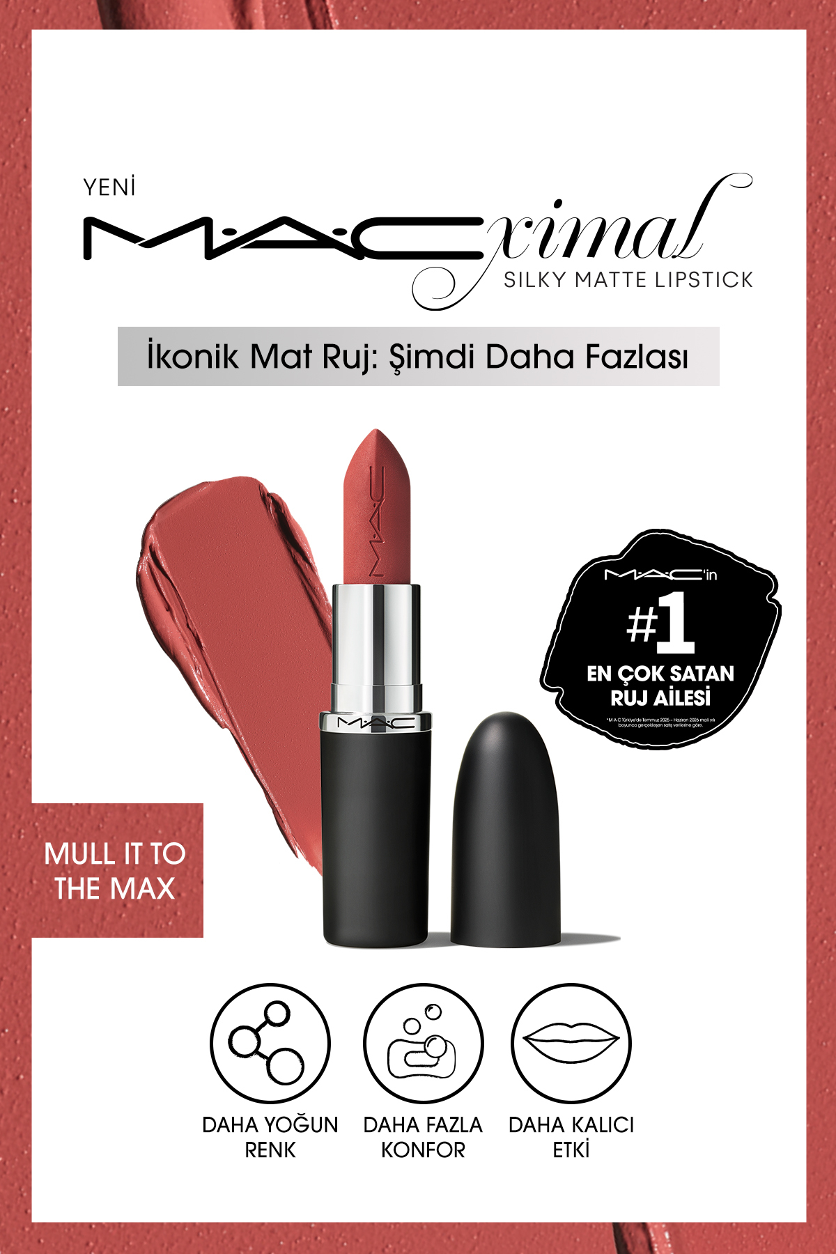 Mac لبخند بیشتر: رژ لب مخملی موثر مات سیلکی مول این را به حداکثر برسانید