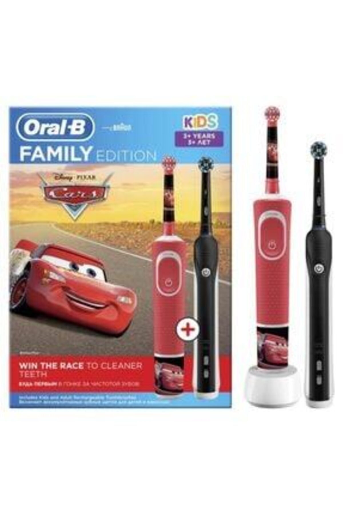مسواک شارژی B قابل شارژ خانواده بسته D700 مشکی + D100 ماشین ها اورجینال Oral-B