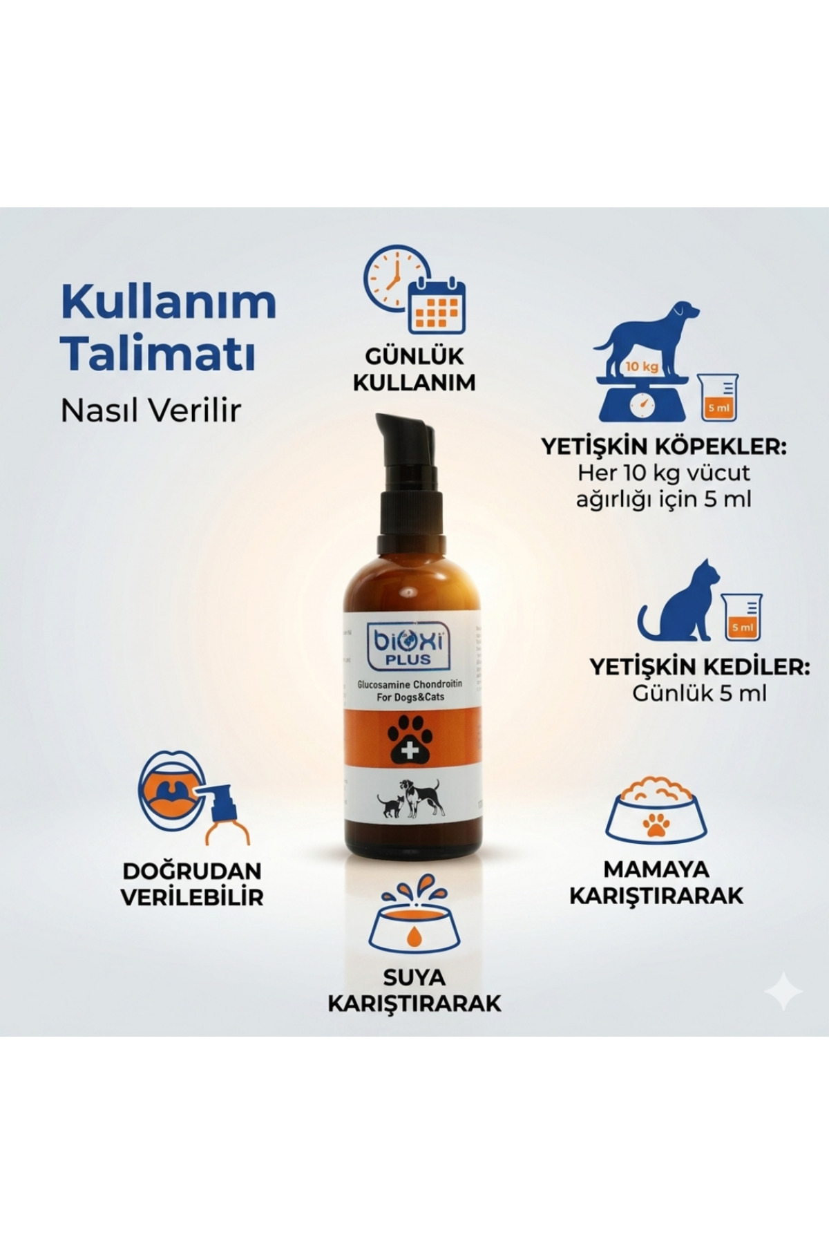 مکمل مفاصل گربه و سگ بیوکسی Bioxi Glucosamine Chondroitin، ۱۰۰ میلی‌لیتر