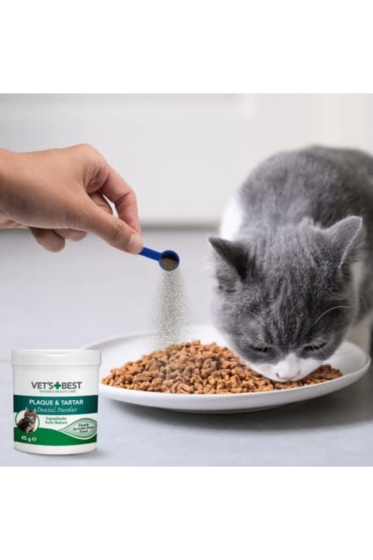 پودر مراقبت دهان گربه وتس‌بست VET'S BEST با جلبک دریایی و اسپیرولینا، ۴۵ گرم