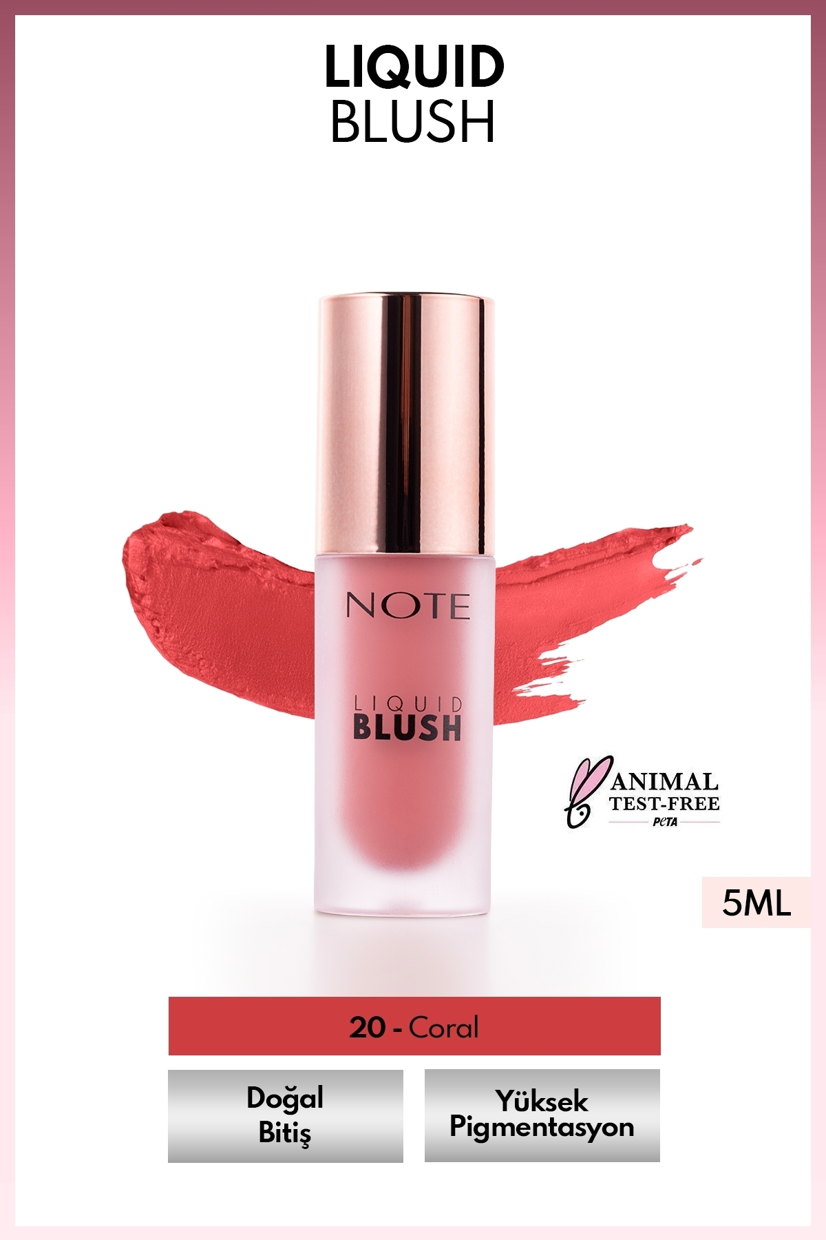 رژگونه مایع مرطوب کننده 20 کورال Note Cosmetics
