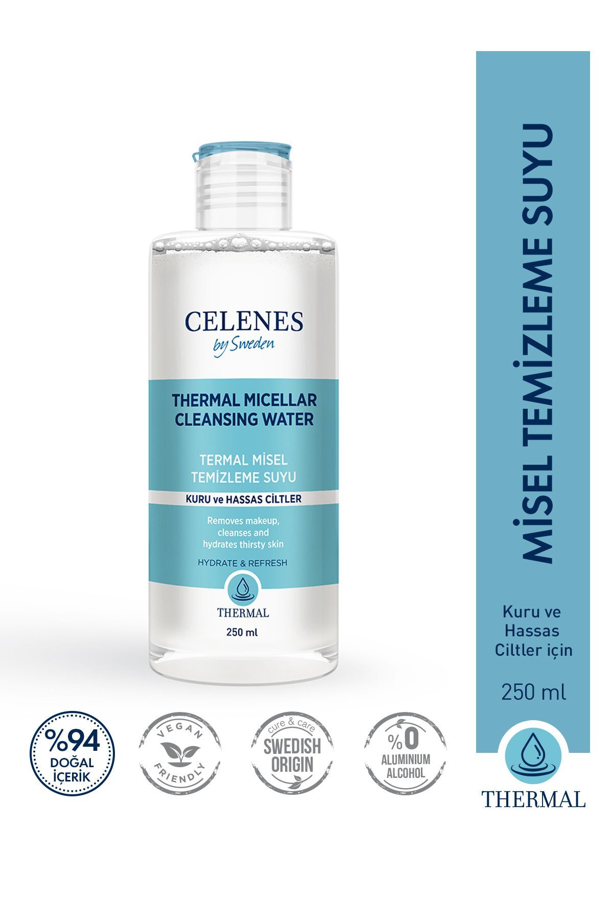 پاک کننده صورت آب تمیز حرارتی 250 میل پوستی خشک حساس 36 Celenes by Sweden