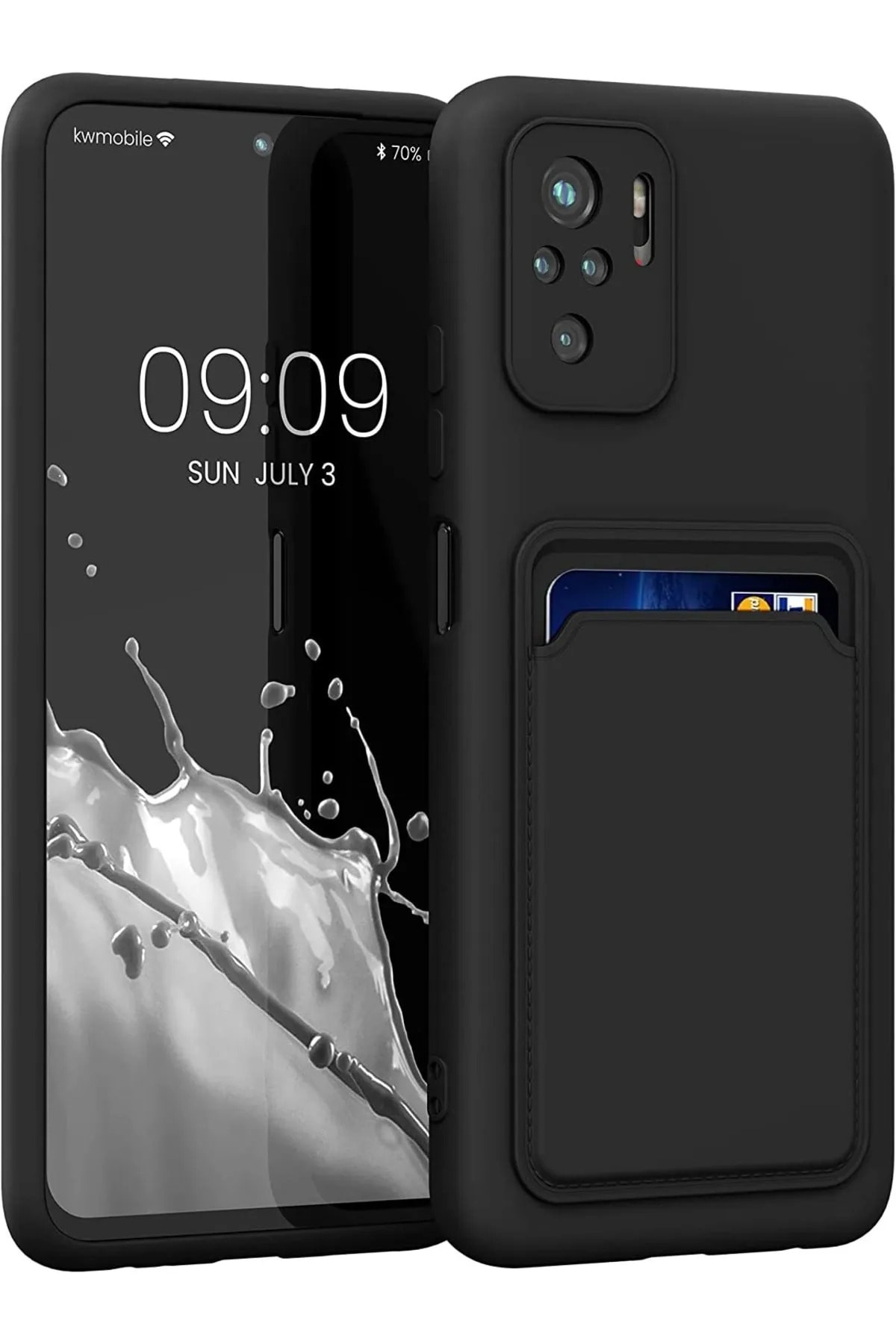 کاور و قاب سیلیکونی مشکی REDMI NOTE 10 PRO CASE با محافظ دوربین جای کارت کیف پول دکمه‌های قرمز فیبکس Fibaks