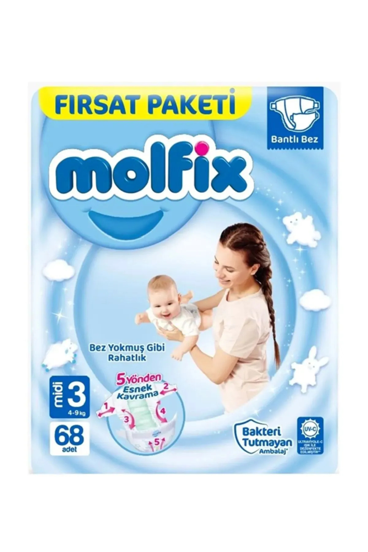 پوشک بچه سایز 3 MIDI GIANT ECONOMIC PACKAGE 68 عددی اورجینال Molfix