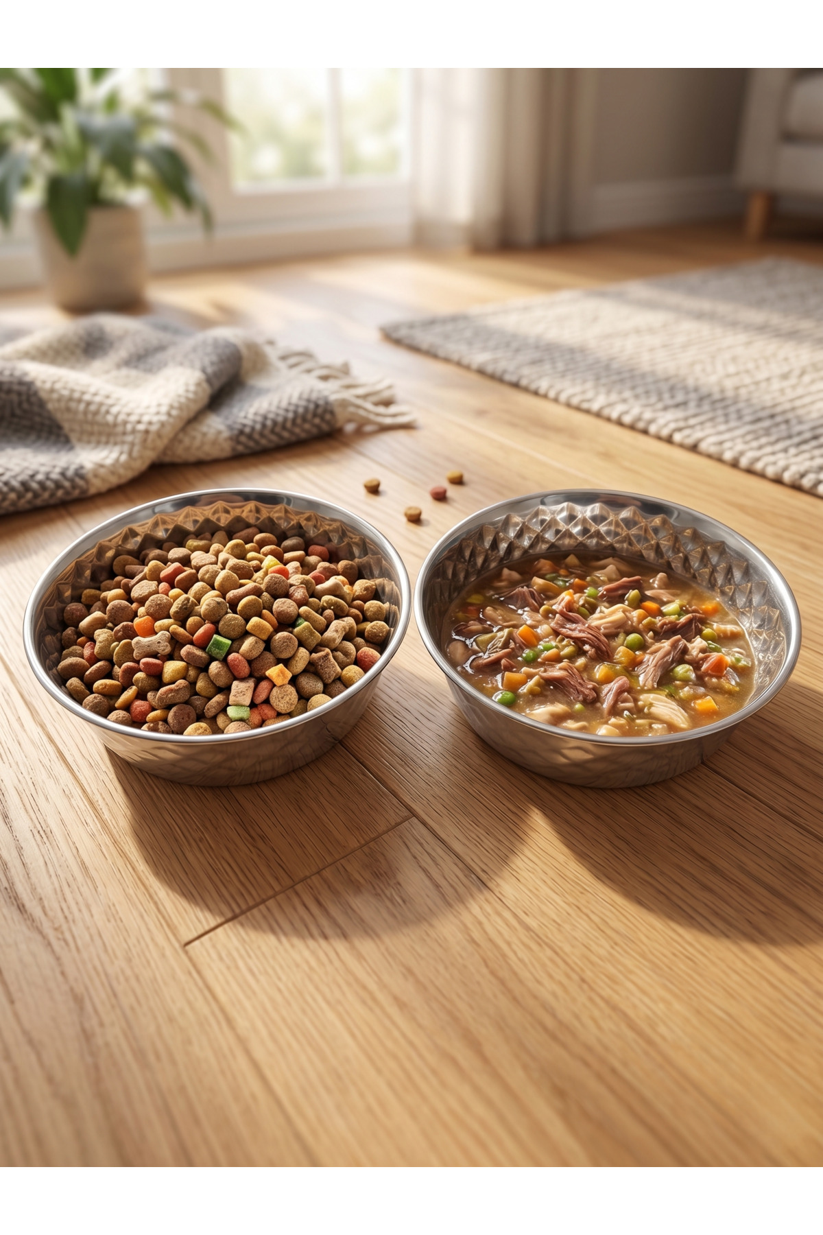 ست ۲ عددی ظرف غذای و آب سگ بزرگ تاسما مارکت Tasma Market، استیل ضدزنگ، پایه ضدلغزش، ۲۱ سانتی‌متر نقره‌ای