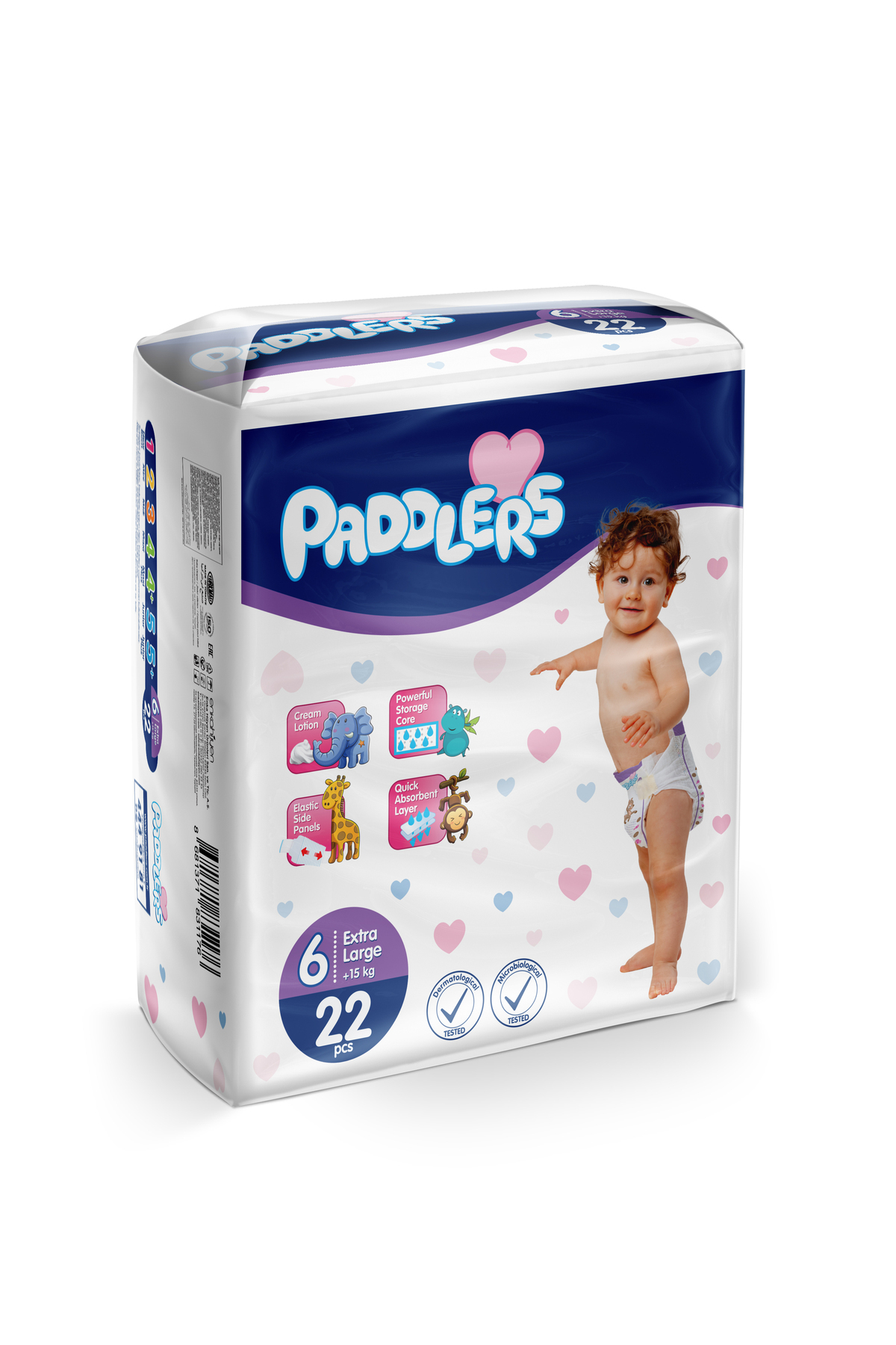 پوشک بچه سایز 6 X LARGE 88 عددی 15+ کیلوگرم بسته ماهیانه اورجینال Paddlers