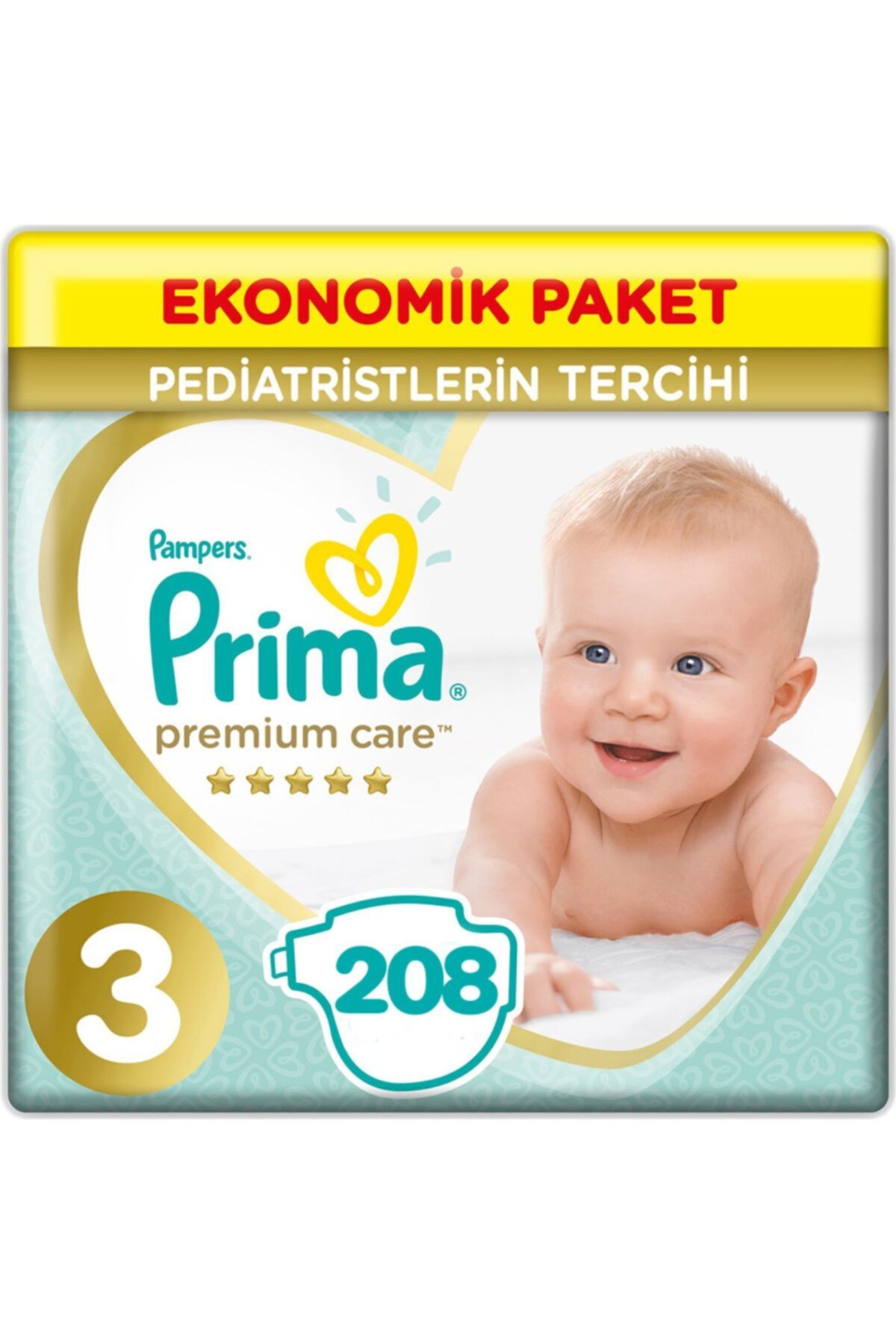 پوشک بچه BABY DIAPER CARE 3NO 208 PIECES اورجینال Prima