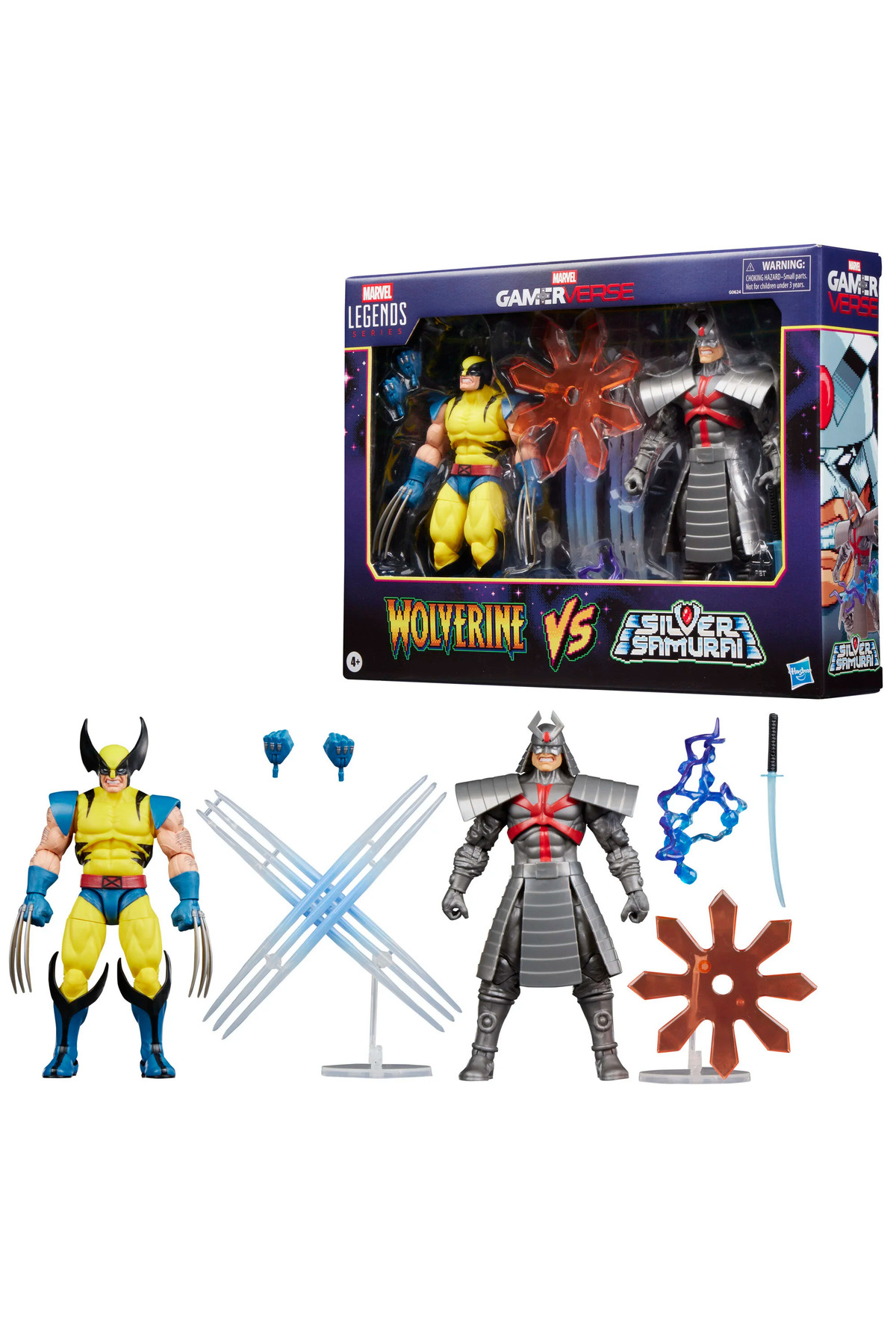 اسباب بازی های فیگور دیگر MARVEL LEGENDS GAMERVERSE WOLVERINE VS MARVEL'S SILVER SAMURAI ویدئویی یکپارچهسازی با سیستمعامل دو شکل Hasbro